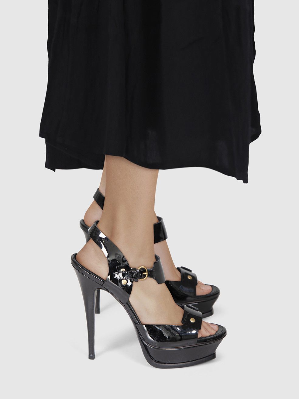Saint Laurent Paris Black Patent Platform Heels Size US 10 / IT 40 - 2 Thumbnail