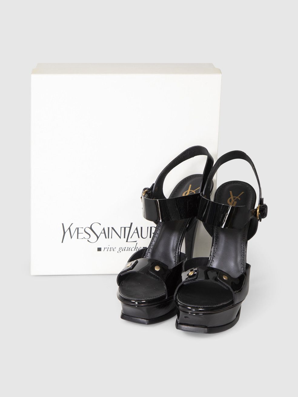 Saint Laurent Paris Black Patent Platform Heels Size US 10 / IT 40 - 3 Thumbnail