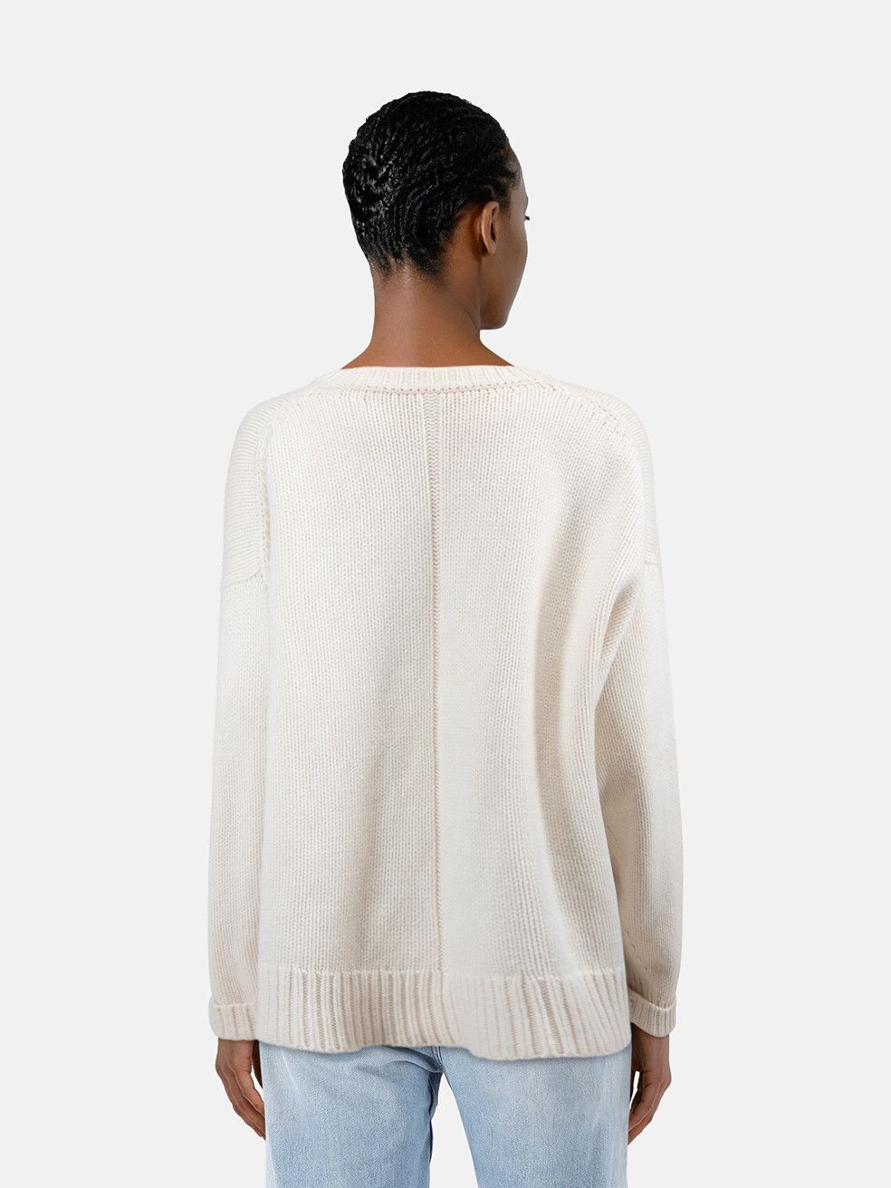 The Row White Merino Wool V-Neck Knit Jumper Size XL / US 12-14 / IT 48-50 - 2 Thumbnail