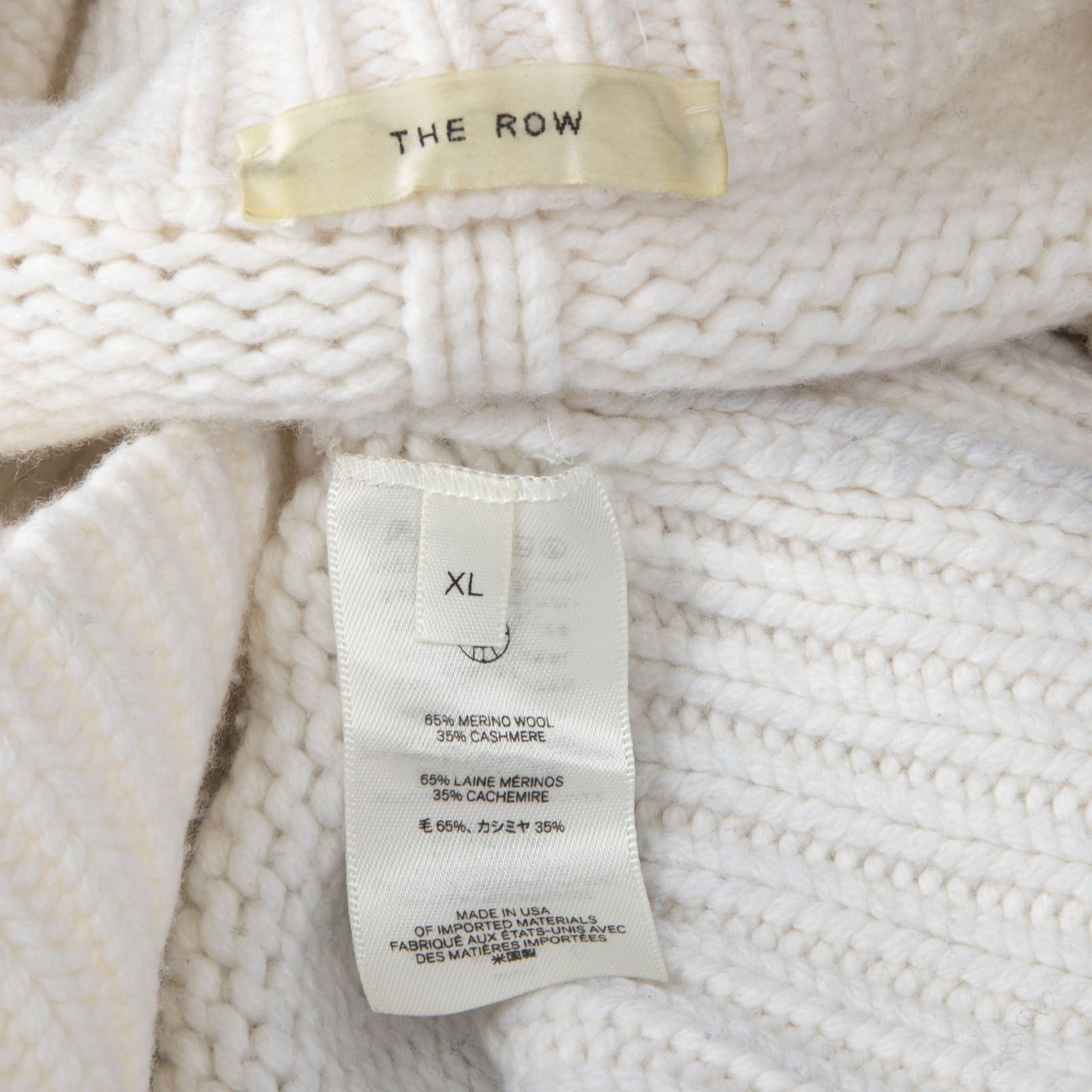 The Row White Merino Wool V-Neck Knit Jumper Size XL / US 12-14 / IT 48-50 - 6 Thumbnail
