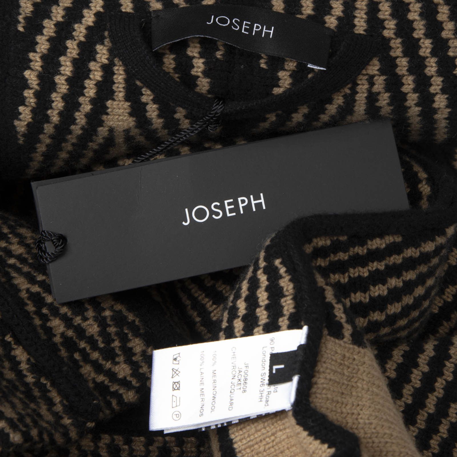 Joseph Brown & Black Wool Chevron Jacquard Jacket Size L / US 10 / IT 46 - 4 Thumbnail