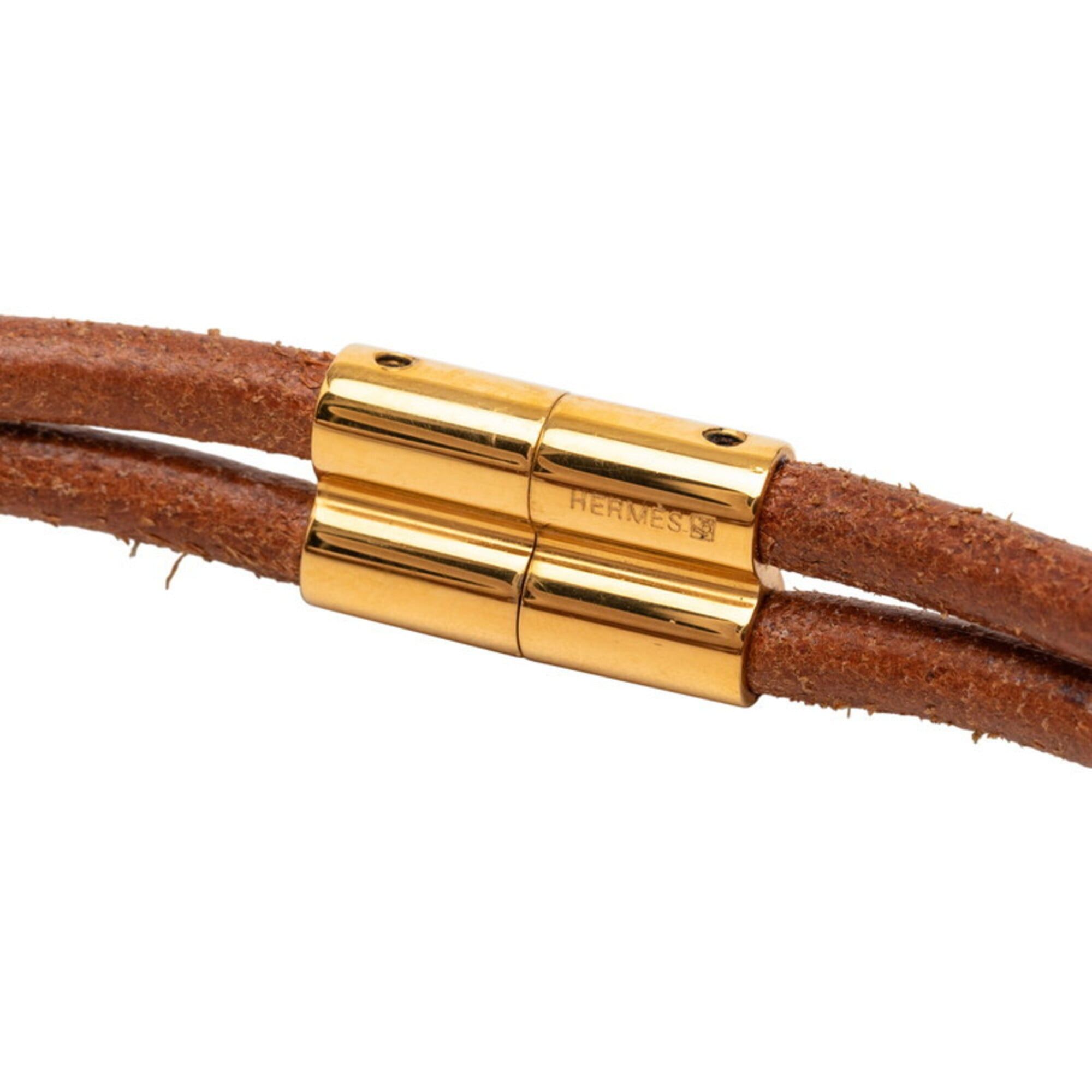 Hermes Hermes Herculeed Choker, Brown Leather with Gold Hardware, Women's Size ONE SIZE - 4 Thumbnail