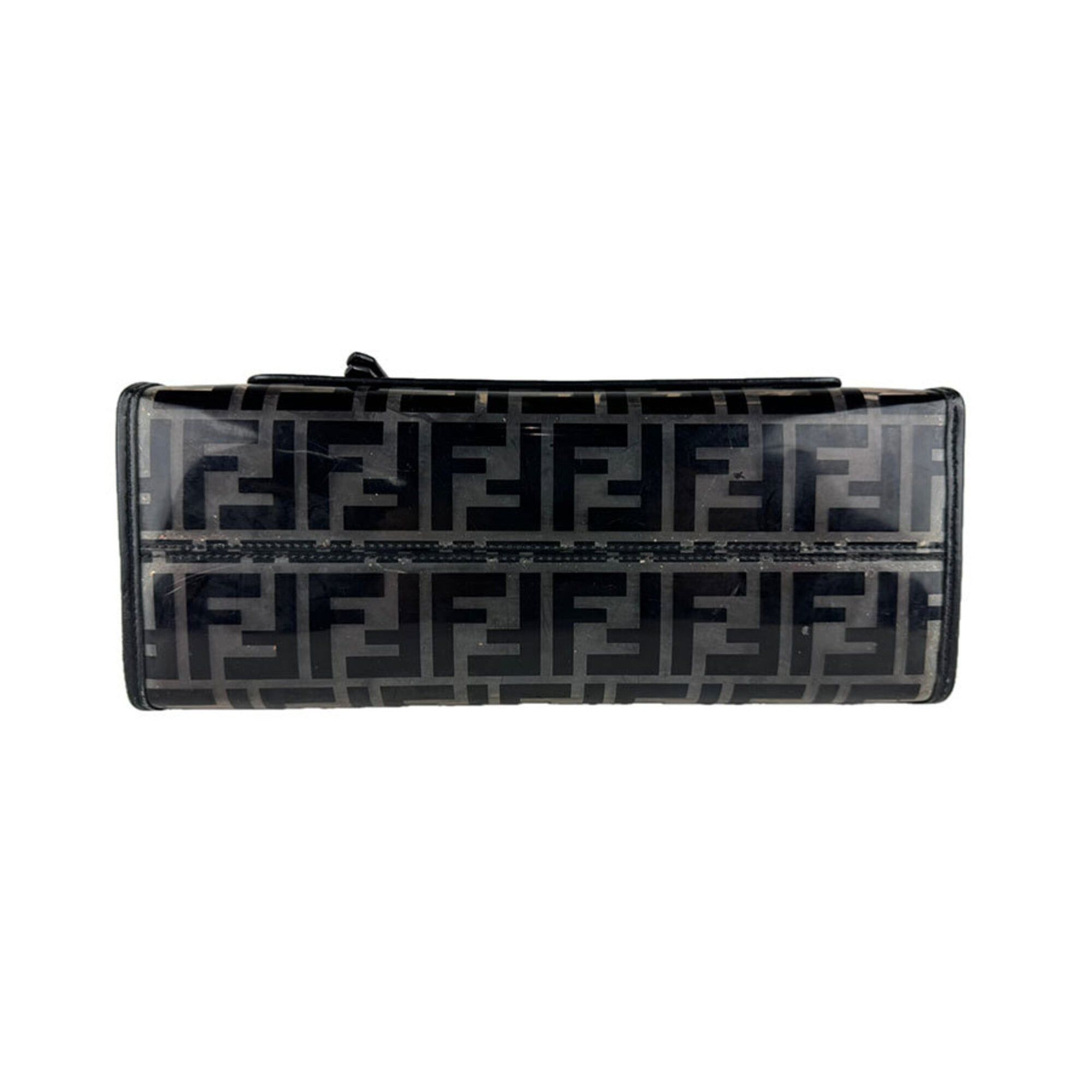 Fendi Fendi Runaway Shopper Handbag/Shoulder Bag, Vinyl Leather, Black/Clear/Gold, Women's, Free Shipping, z9466 Size ONE SIZE - 4 Thumbnail