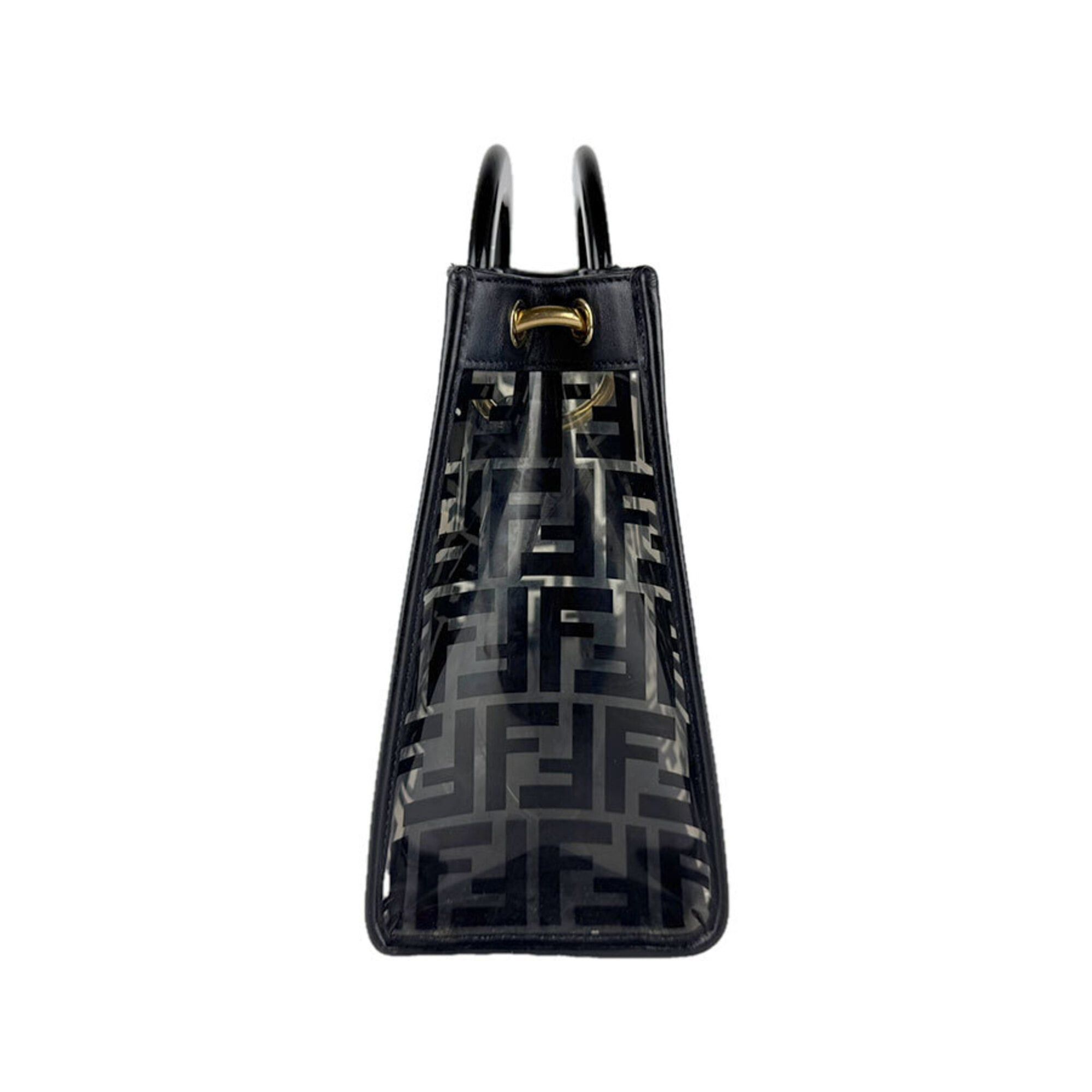 Fendi Fendi Runaway Shopper Handbag/Shoulder Bag, Vinyl Leather, Black/Clear/Gold, Women's, Free Shipping, z9466 Size ONE SIZE - 2 Thumbnail