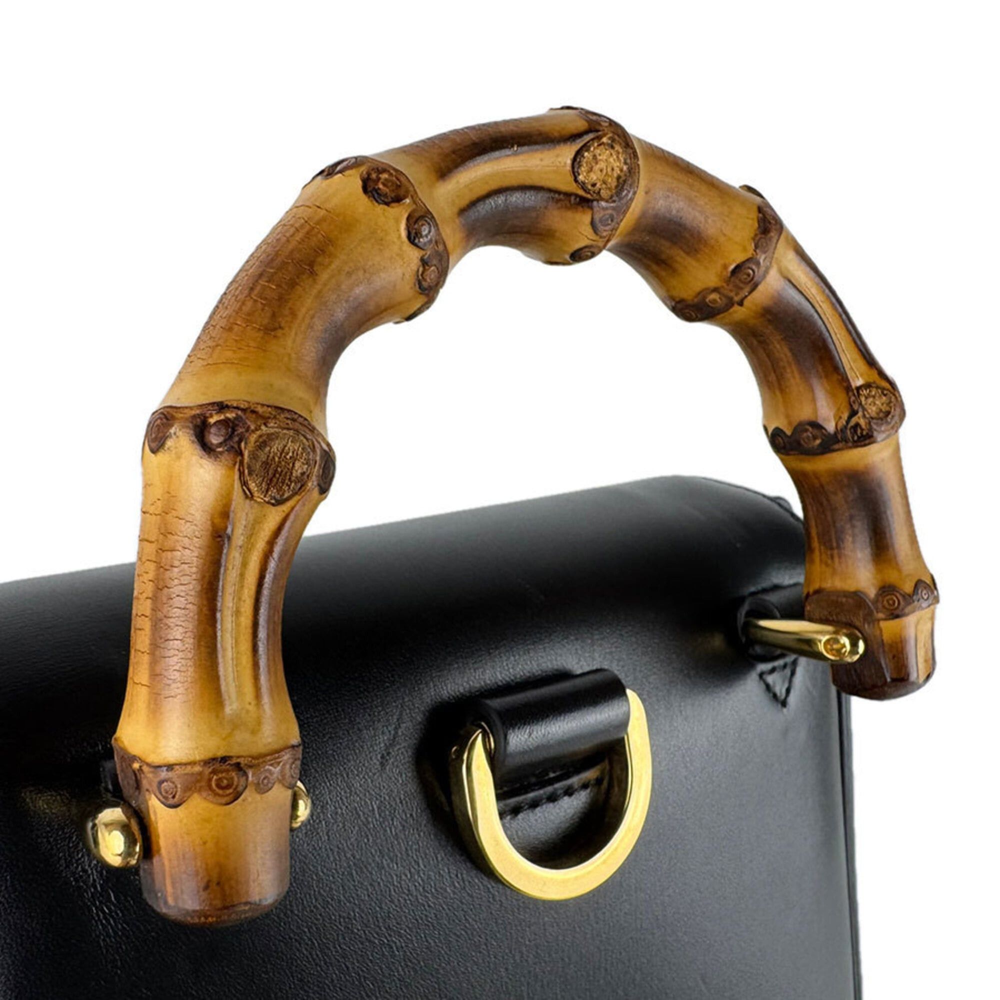 Gucci Gucci shoulder bag, handbag, backpack, bamboo leather, black and gold, women's, free shipping, z9430 Size ONE SIZE - 10 Thumbnail