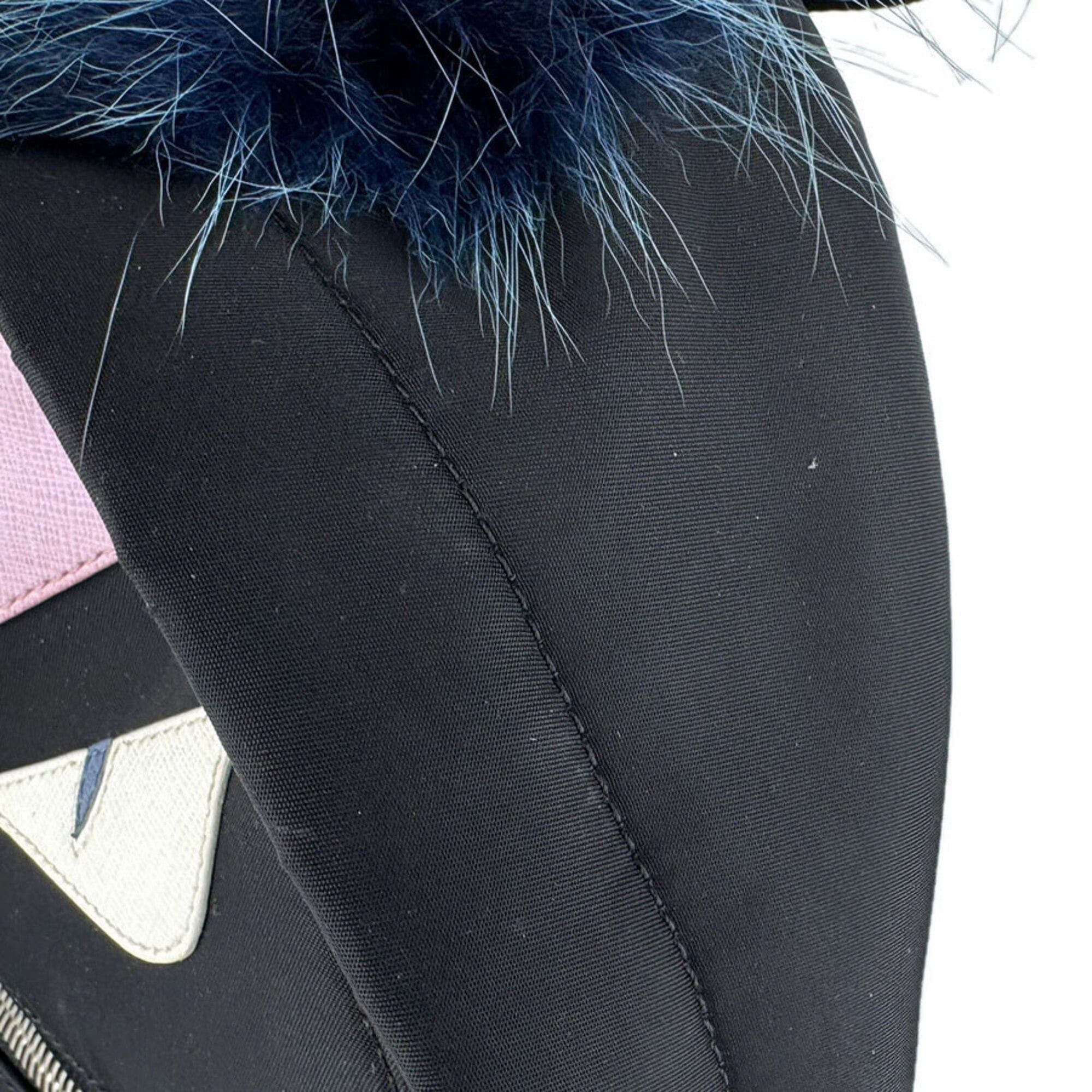 Fendi Fendi ZAINO MINI Backpack, Nylon, Fur, Black/Silver, Women's, 8BZ038-48Z, Free Shipping, z9473 Size ONE SIZE - 7 Thumbnail