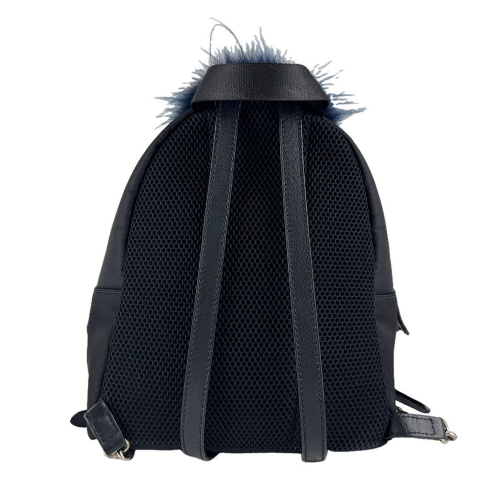 Fendi Fendi ZAINO MINI Backpack, Nylon, Fur, Black/Silver, Women's, 8BZ038-48Z, Free Shipping, z9473 Size ONE SIZE - 3 Thumbnail