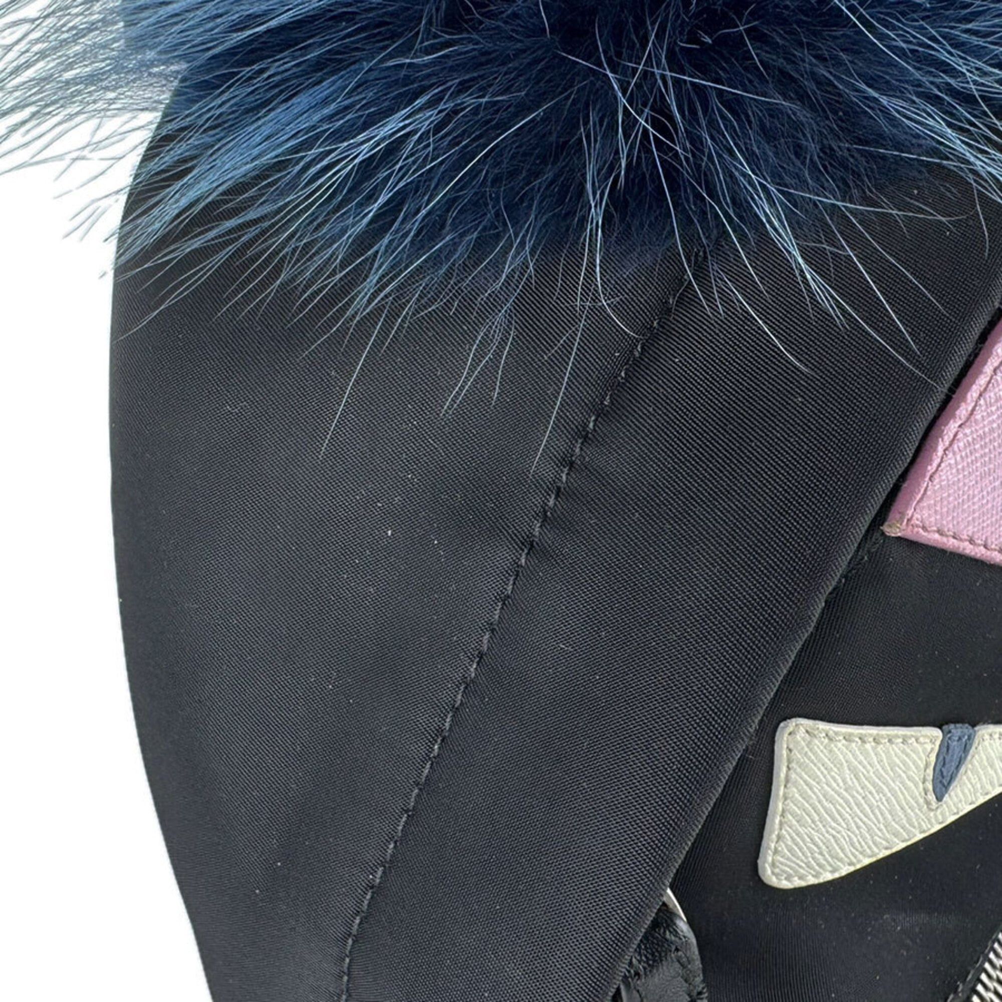 Fendi Fendi ZAINO MINI Backpack, Nylon, Fur, Black/Silver, Women's, 8BZ038-48Z, Free Shipping, z9473 Size ONE SIZE - 6 Thumbnail