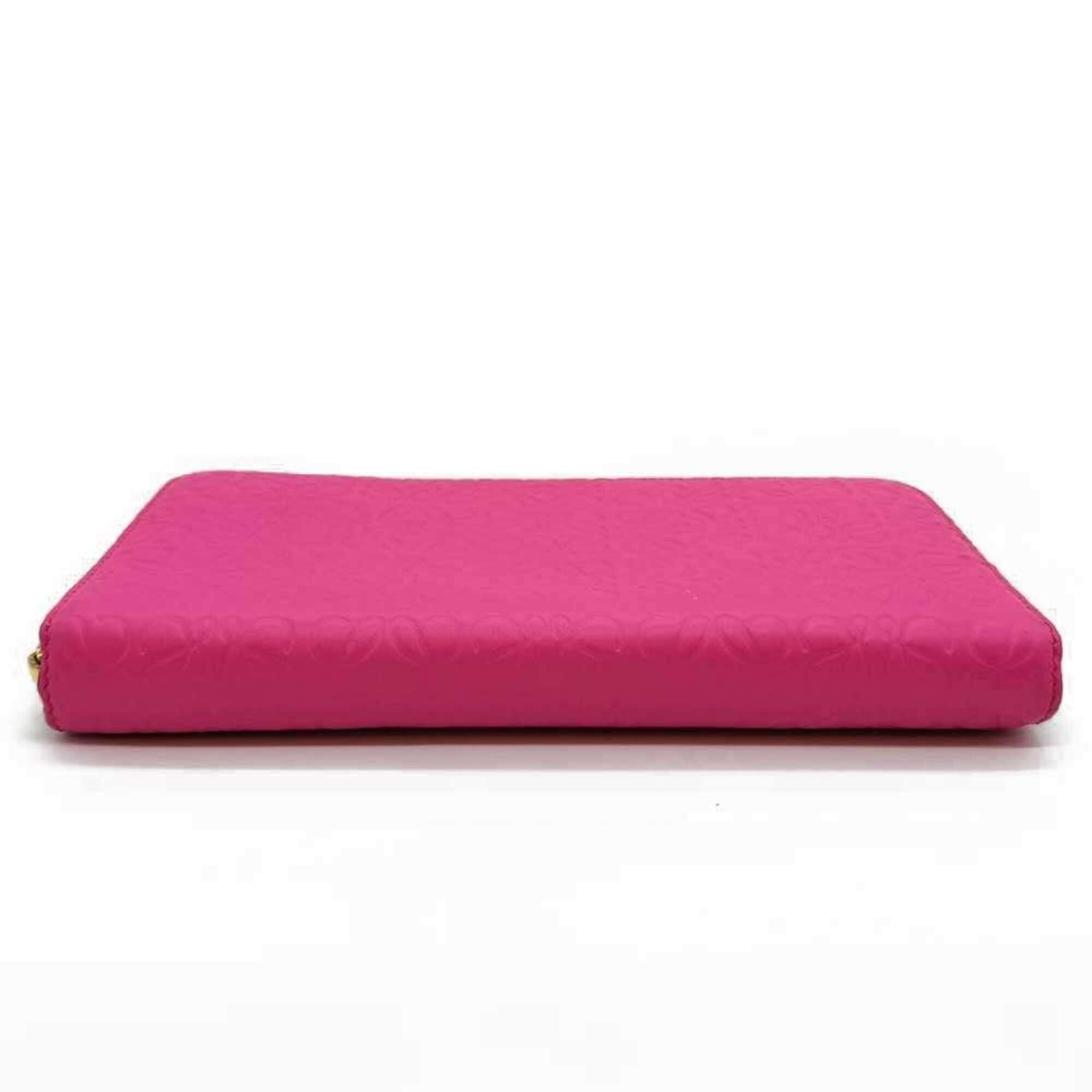 Loewe Loewe Repeat Anagram Long Wallet, Round, Pink Leather, Women's Size ONE SIZE - 3 Thumbnail