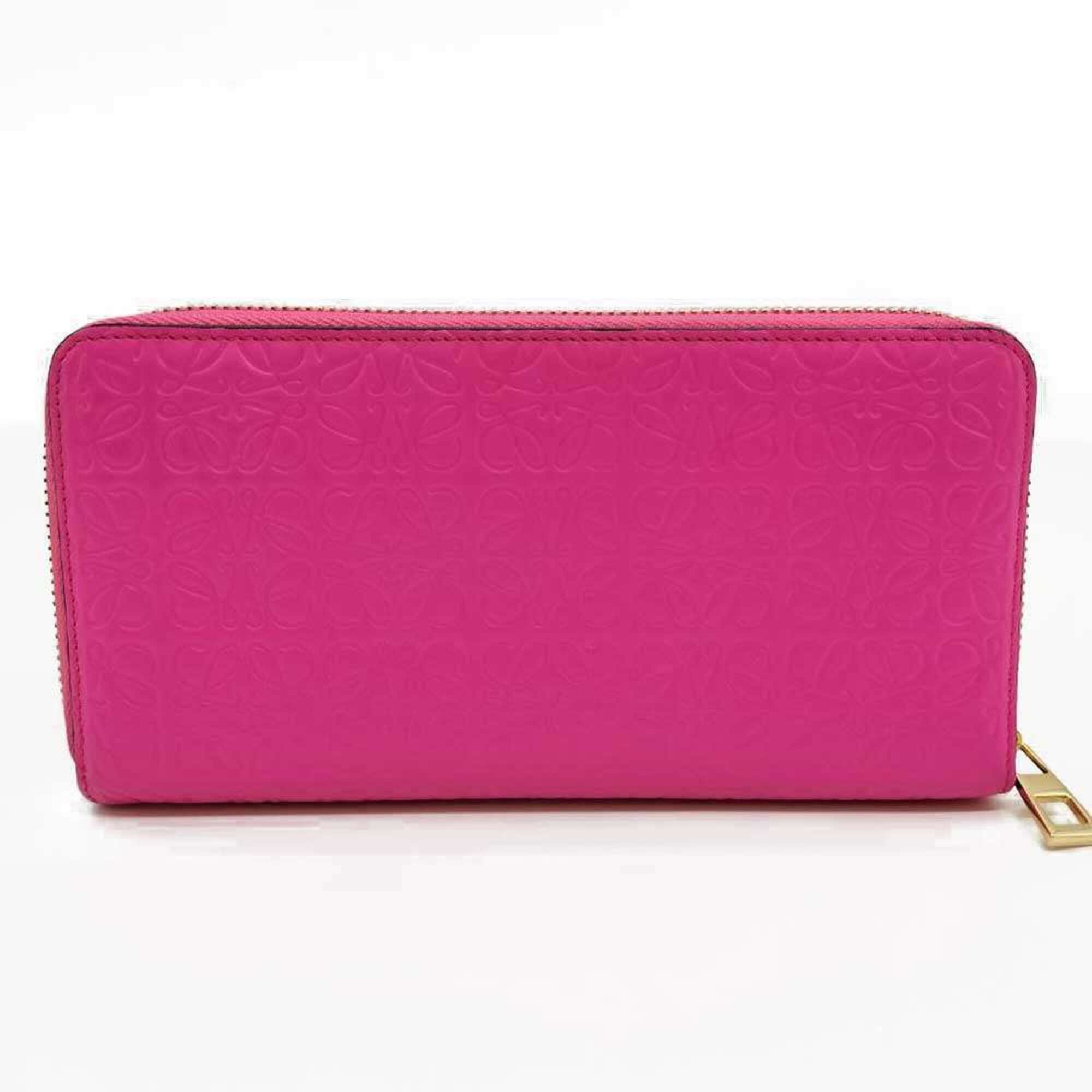 Loewe Loewe Repeat Anagram Long Wallet, Round, Pink Leather, Women's Size ONE SIZE - 2 Thumbnail