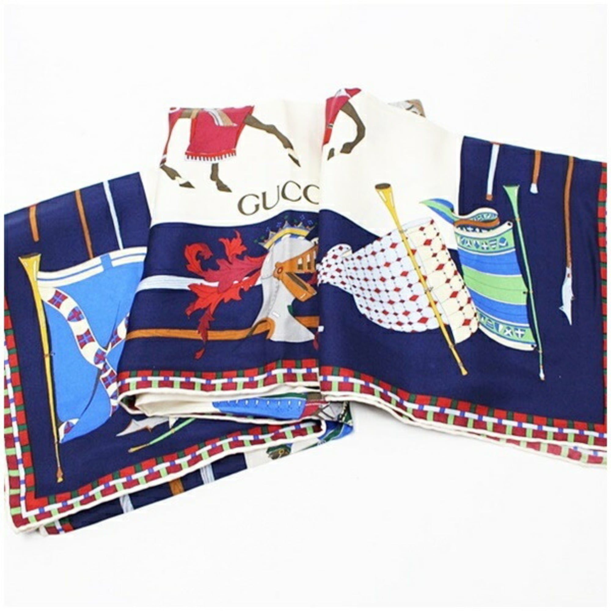 Gucci Gucci scarf/muffler, navy x white red, GUCCI, women's. Size ONE SIZE - 7 Thumbnail