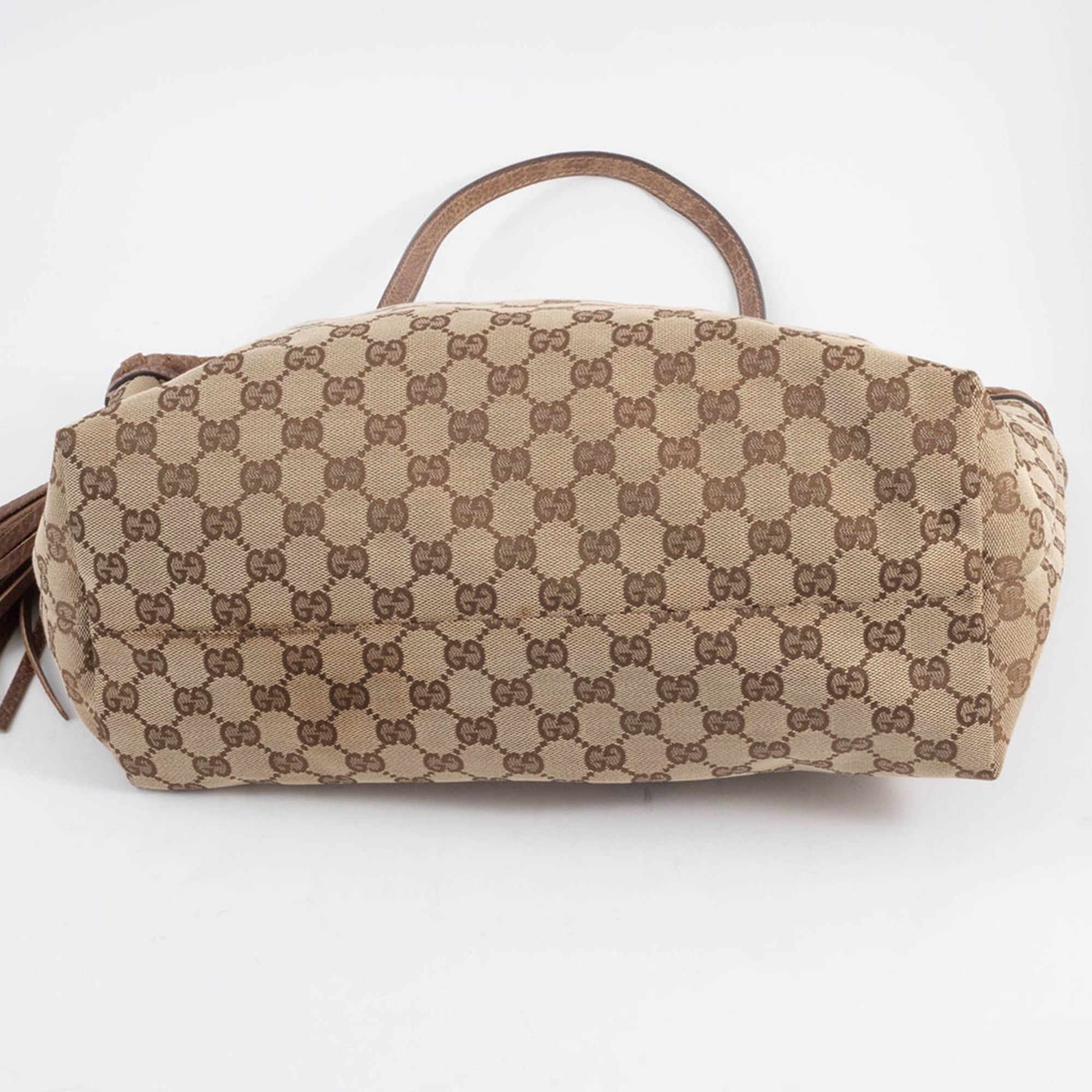 Gucci Gucci tote bag, GG canvas, beige/brown, bamboo tassel, item number 218780 Size ONE SIZE - 7 Thumbnail