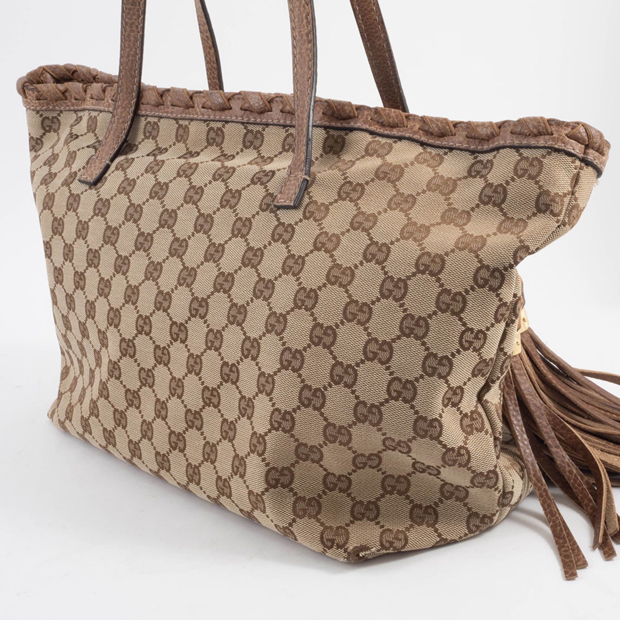 Gucci Gucci tote bag, GG canvas, beige/brown, bamboo tassel, item number 218780 Size ONE SIZE - 9 Thumbnail