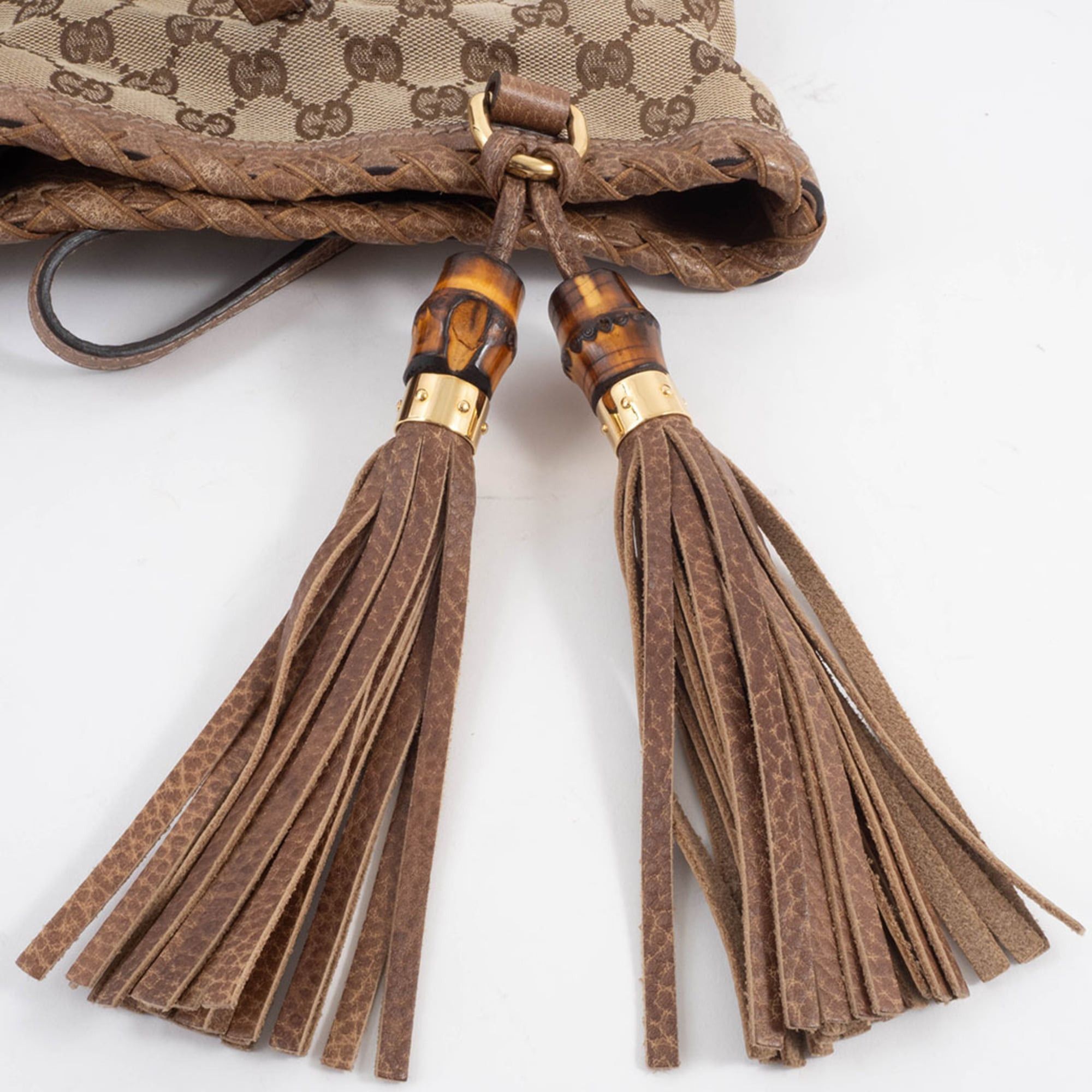 Gucci Gucci tote bag, GG canvas, beige/brown, bamboo tassel, item number 218780 Size ONE SIZE - 10 Thumbnail