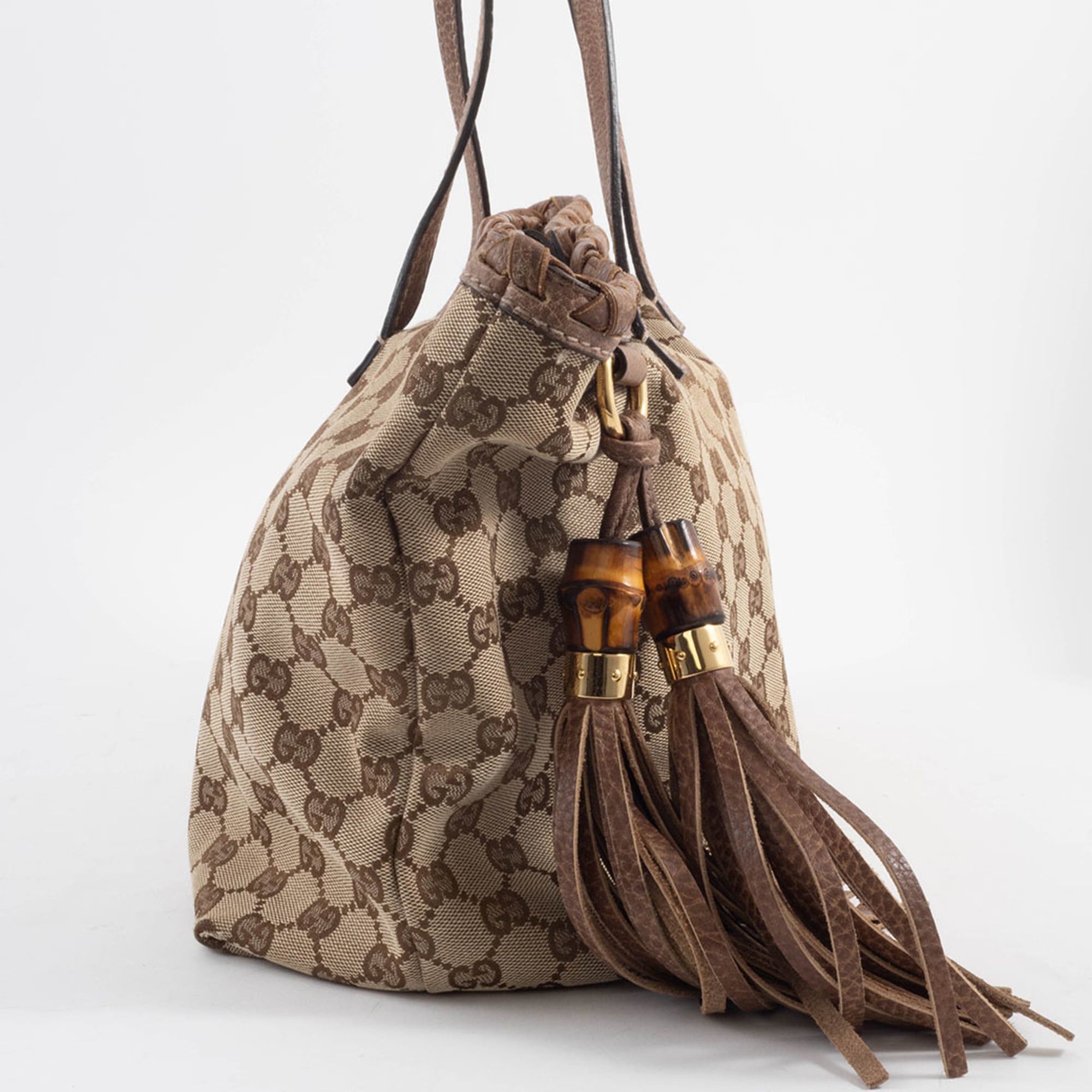 Gucci Gucci tote bag, GG canvas, beige/brown, bamboo tassel, item number 218780 Size ONE SIZE - 4 Thumbnail