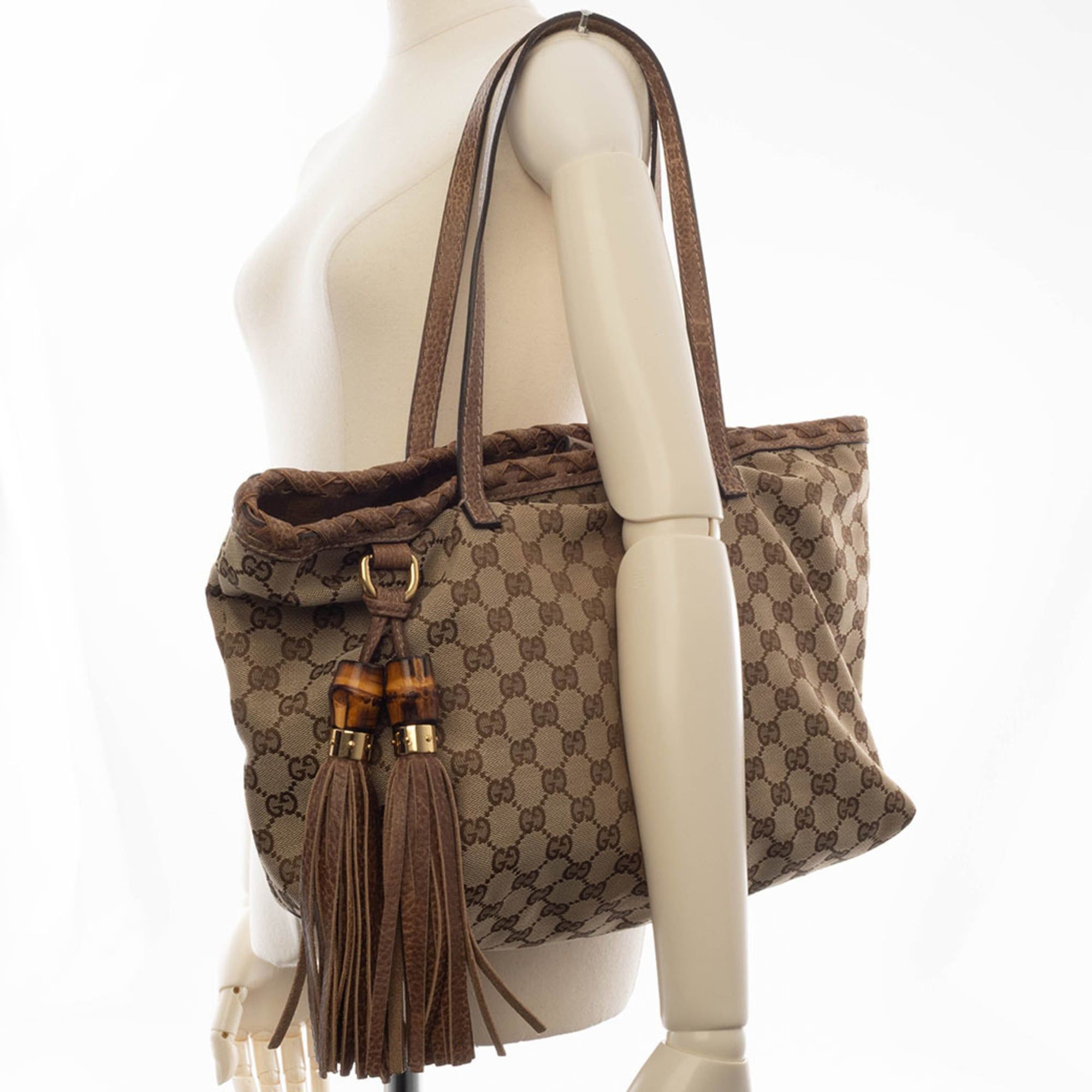 Gucci Gucci tote bag, GG canvas, beige/brown, bamboo tassel, item number 218780 Size ONE SIZE - 11 Thumbnail