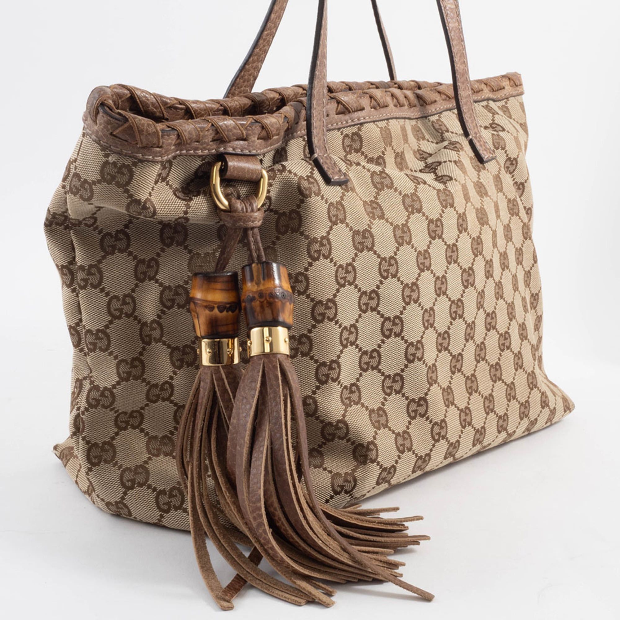 Gucci Gucci tote bag, GG canvas, beige/brown, bamboo tassel, item number 218780 Size ONE SIZE - 8 Thumbnail