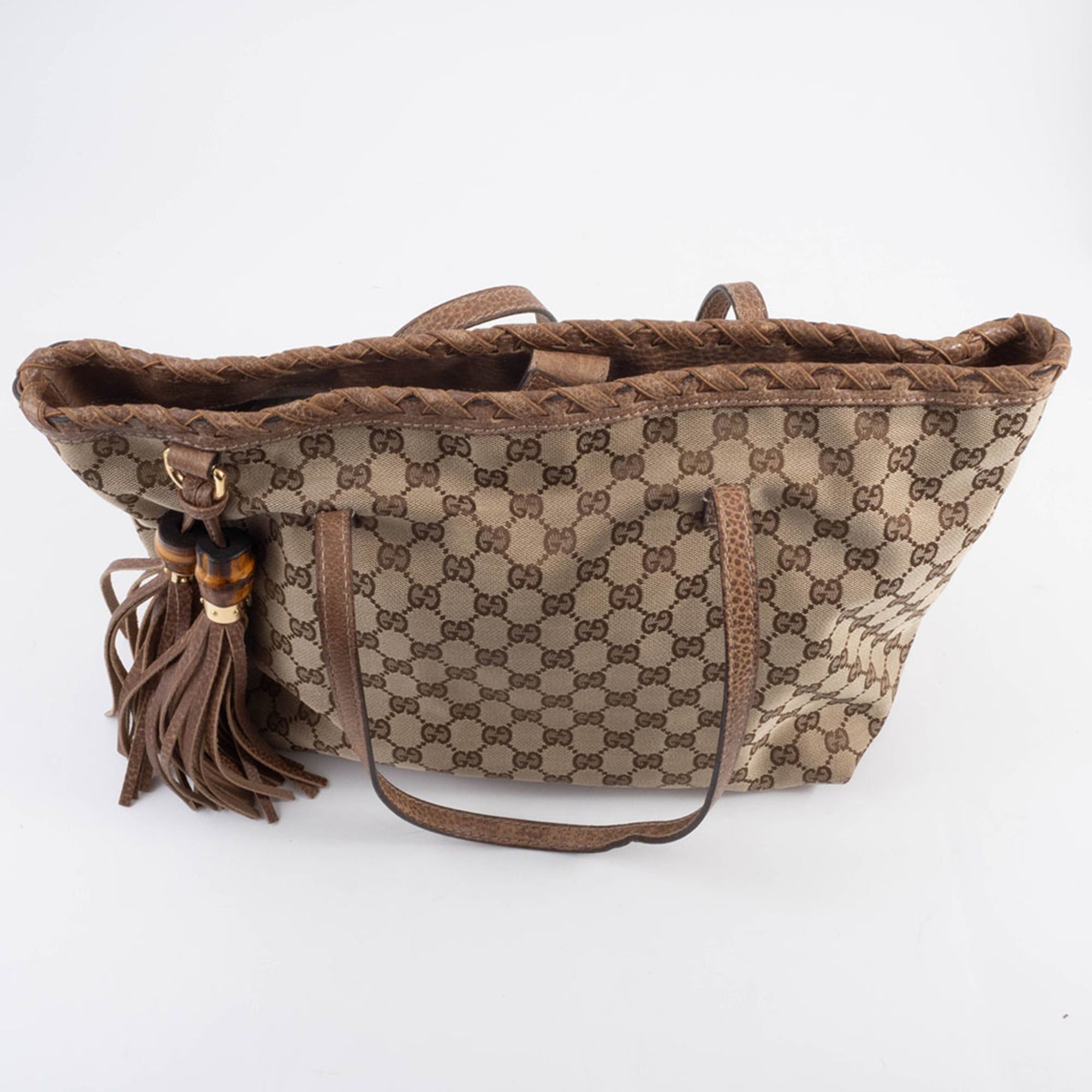 Gucci Gucci tote bag, GG canvas, beige/brown, bamboo tassel, item number 218780 Size ONE SIZE - 6 Thumbnail