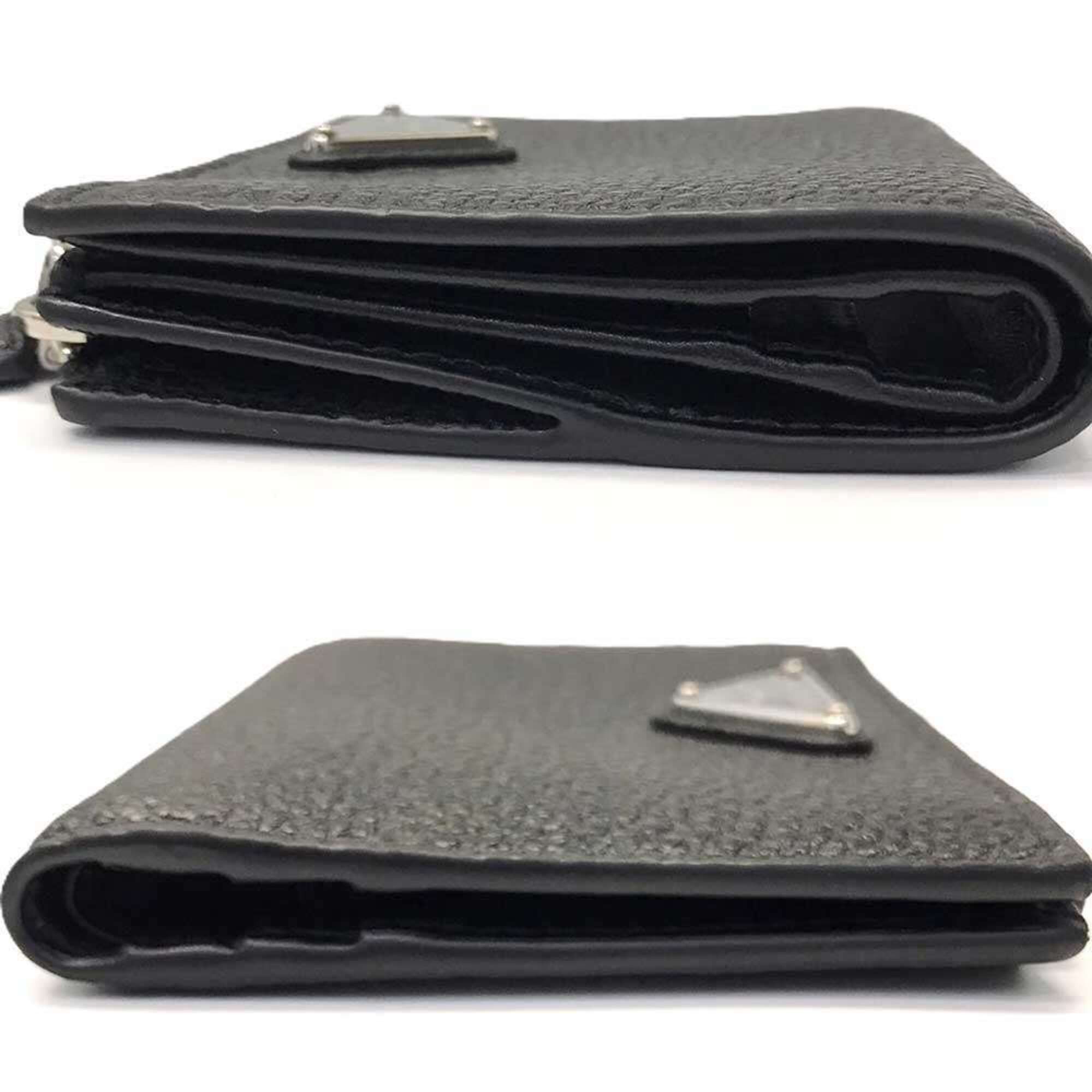 Prada Prada Bi-fold Wallet, Vitello Leather, Black Triangle Design, 2ML0492E54 PRADA Size ONE SIZE - 3 Thumbnail