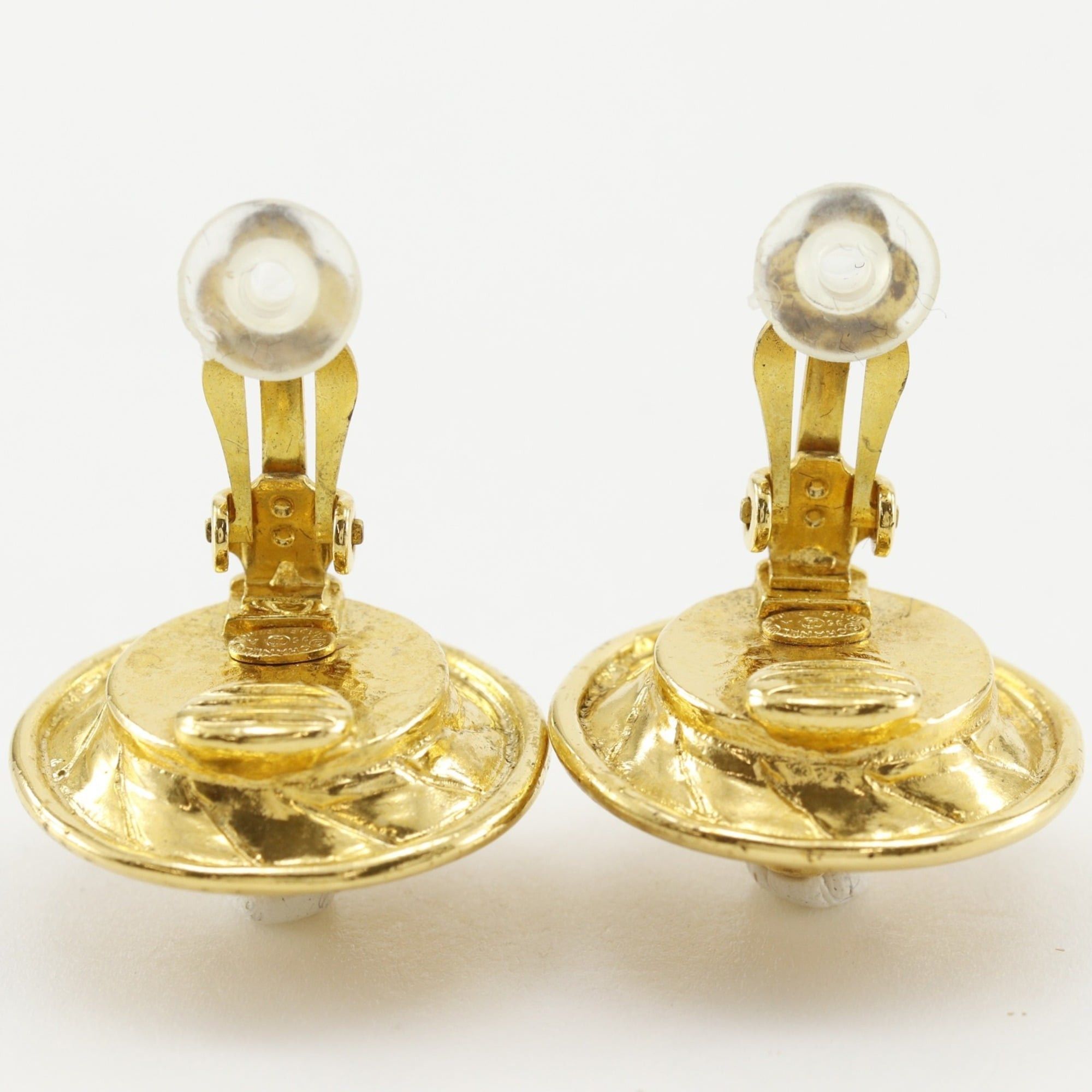 Chanel Chanel Coco Mark Earrings, Vintage, Gold Plated x Faux Pearl, 1996, 96A, Approx. 15.0g, Women's. Size ONE SIZE - 5 Thumbnail