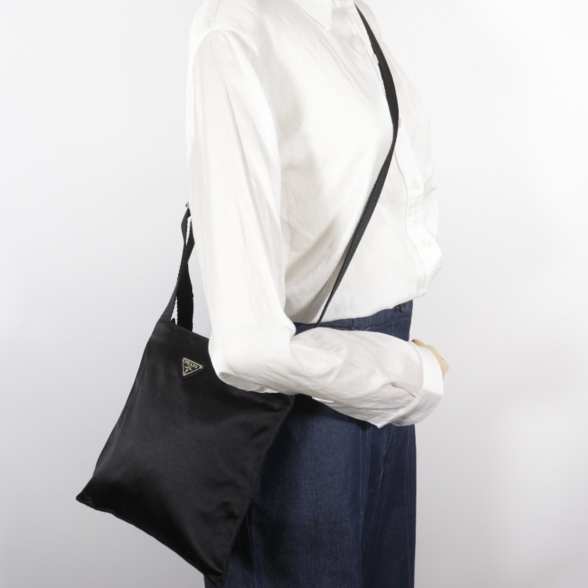 Prada Prada Pochette Shoulder Bag B7879 Satin NERO Black Women's Size ONE SIZE - 13 Thumbnail