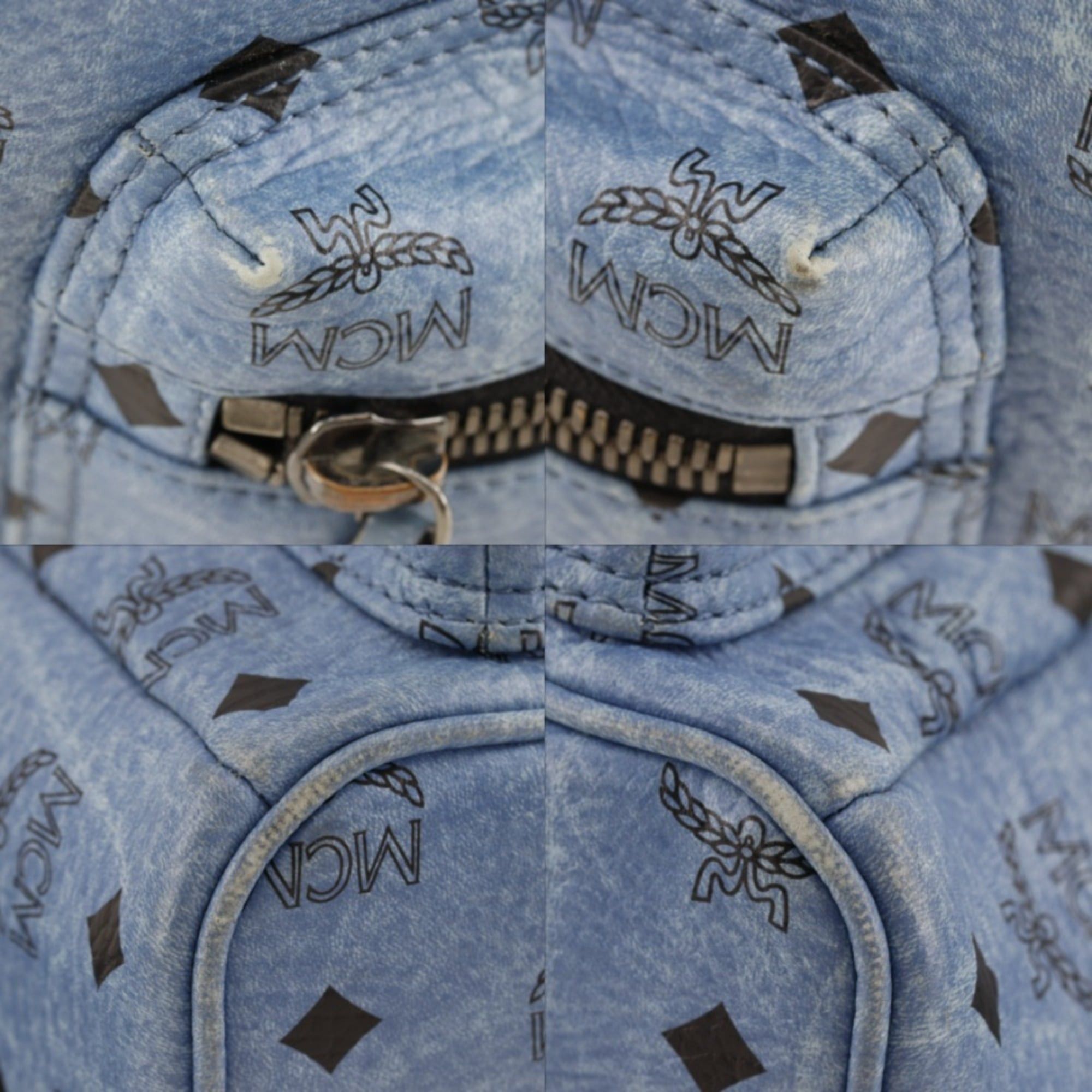 MCM MCM Stark Backpack/Daypack, Logo Gram Studded Leather, Light Blue, 2-way, A5 Size, Double Zipper, Women's Size ONE SIZE - 4 Thumbnail