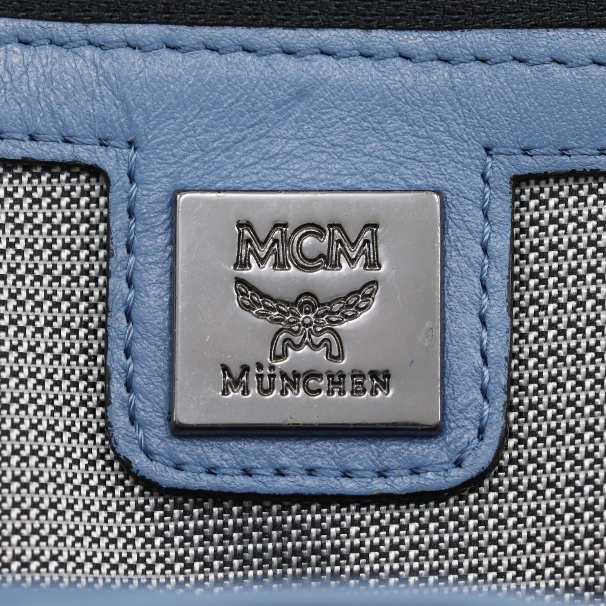 MCM MCM Stark Backpack/Daypack, Logo Gram Studded Leather, Light Blue, 2-way, A5 Size, Double Zipper, Women's Size ONE SIZE - 17 Thumbnail