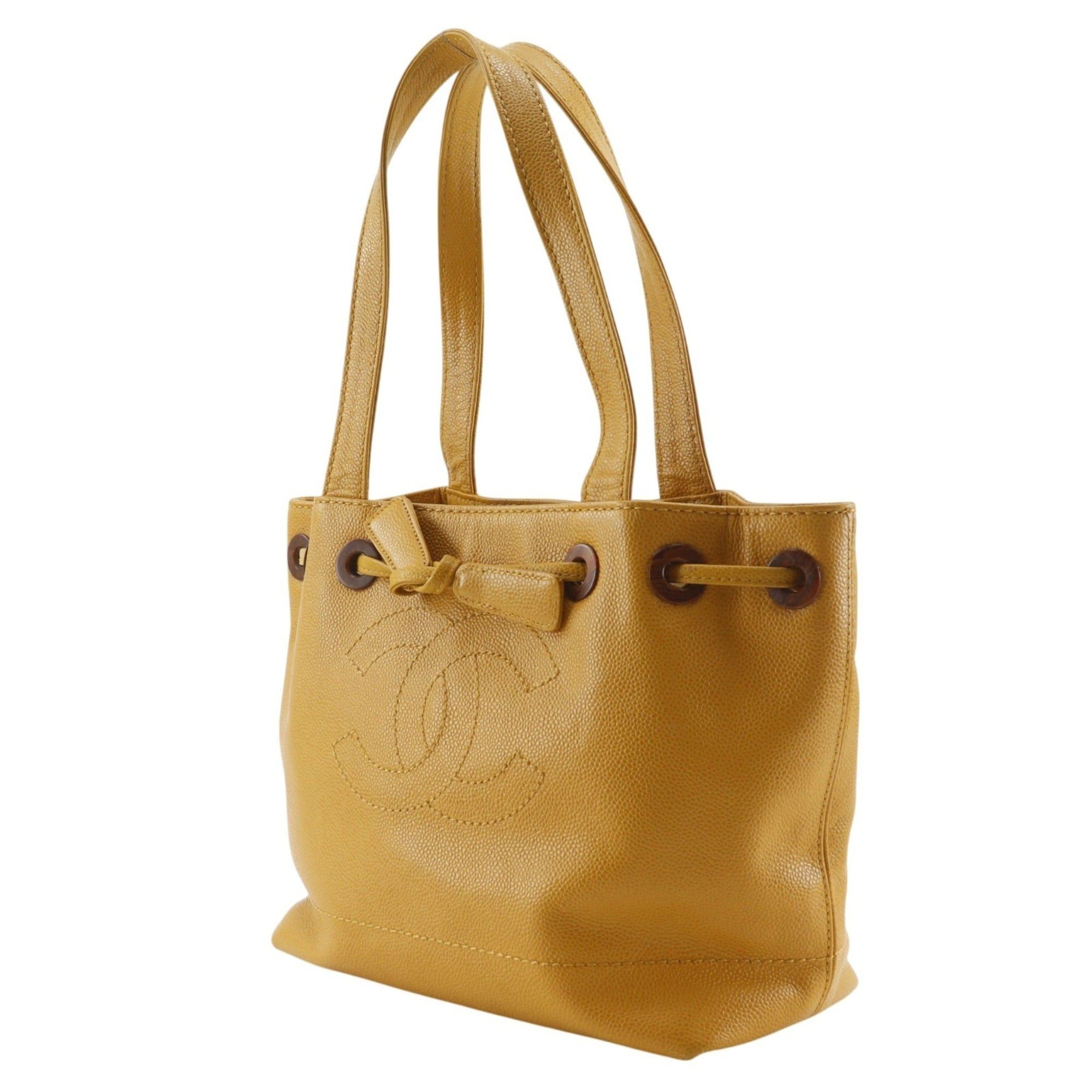 Chanel Chanel Coco Mark Tote Bag, Drawstring, Caviar Leather, Camel, A5 Size, Women's Size ONE SIZE - 2 Thumbnail