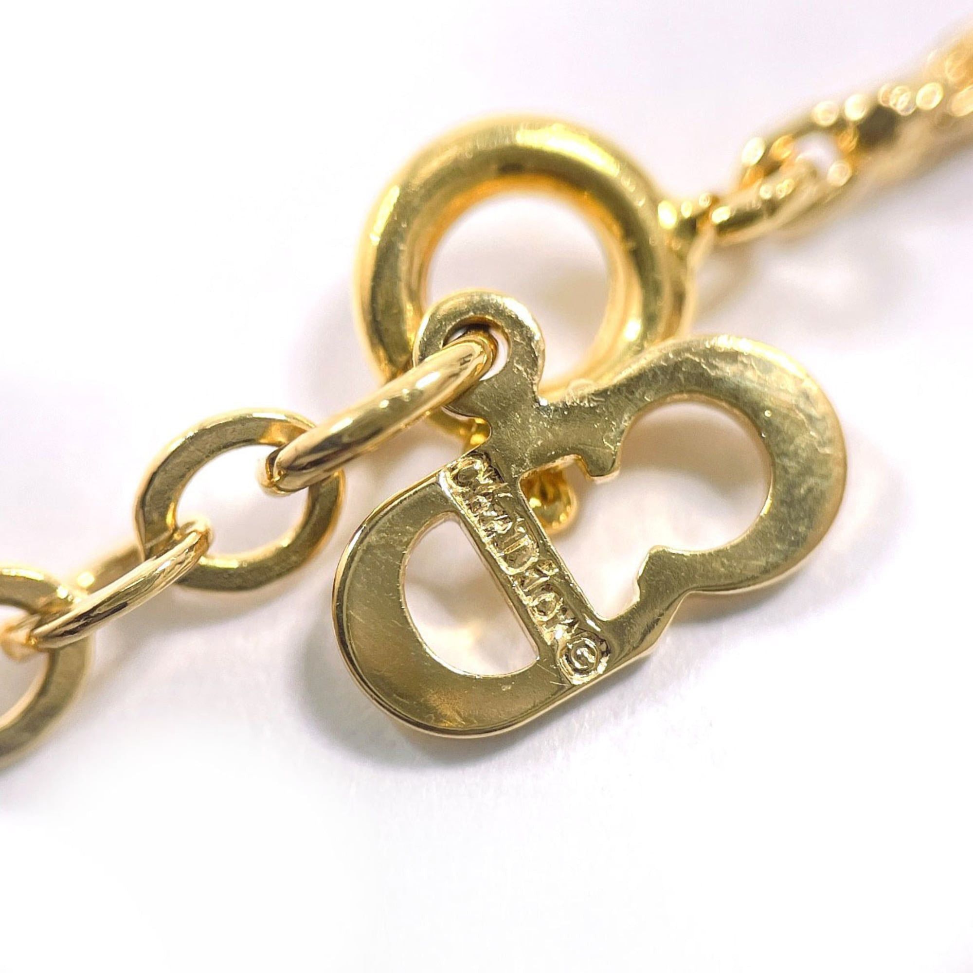 Dior Christian Dior Heart Logo Vintage Necklace, Metal/Rhinestone, Gold, Women's Size ONE SIZE - 5 Thumbnail