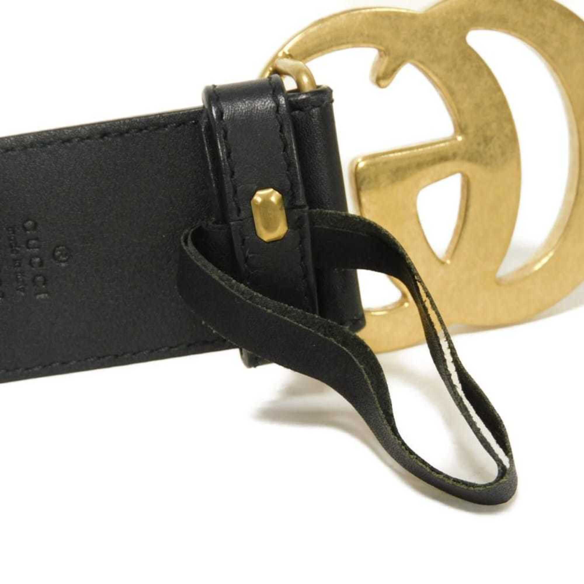 Gucci Gucci Belt GG Emblem Wide Leather 40MM 75/30 Calf Marmont Black 400593 AP00T 1000 Men's Women's Size ONE SIZE - 5 Thumbnail