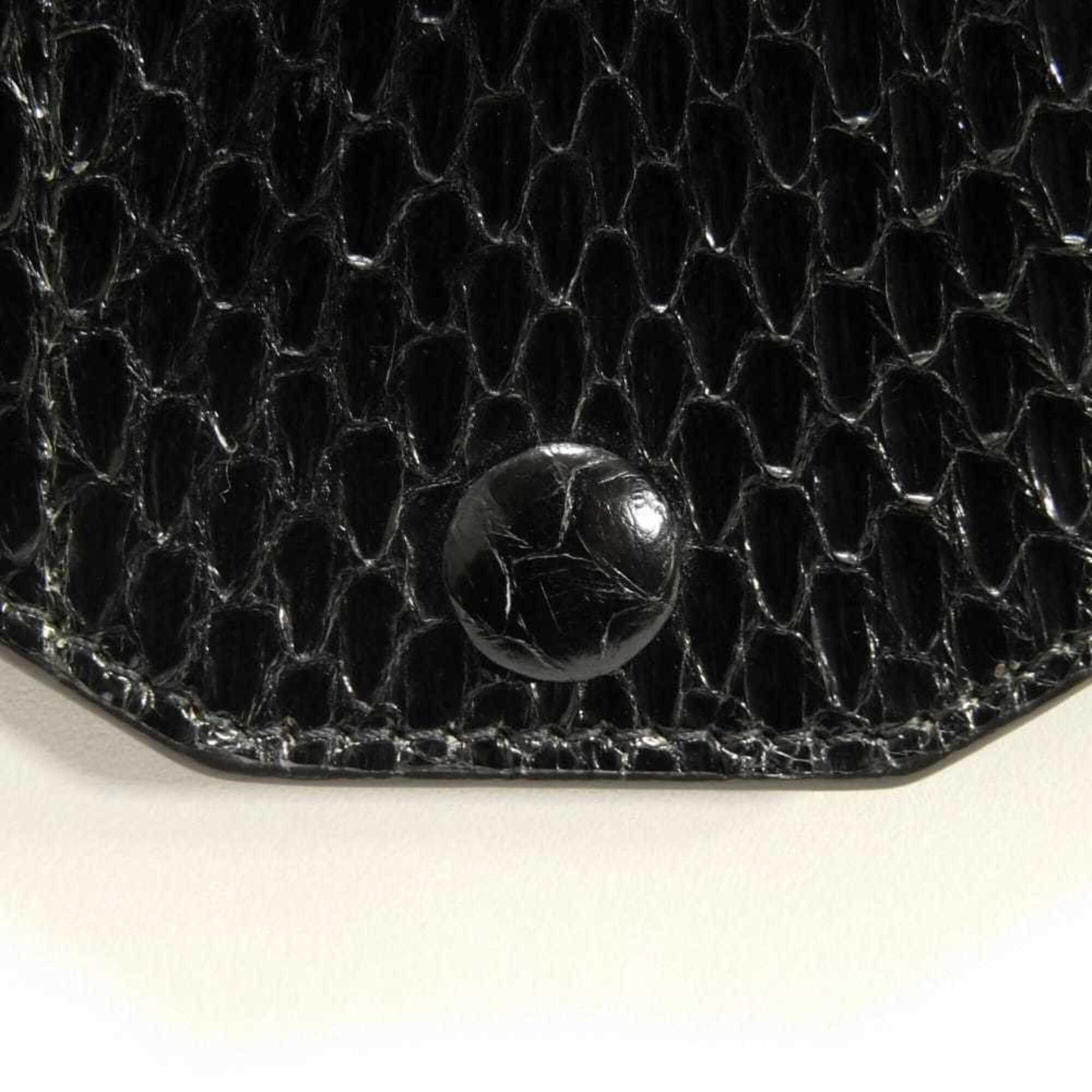Celine Celine Shoulder Bag Chain Crossbody Lambskin Snake Pattern White 2-Way Clutch Old Logo Foil Stamped Black 105204 Men's Women's Size ONE SIZE - 23 Thumbnail