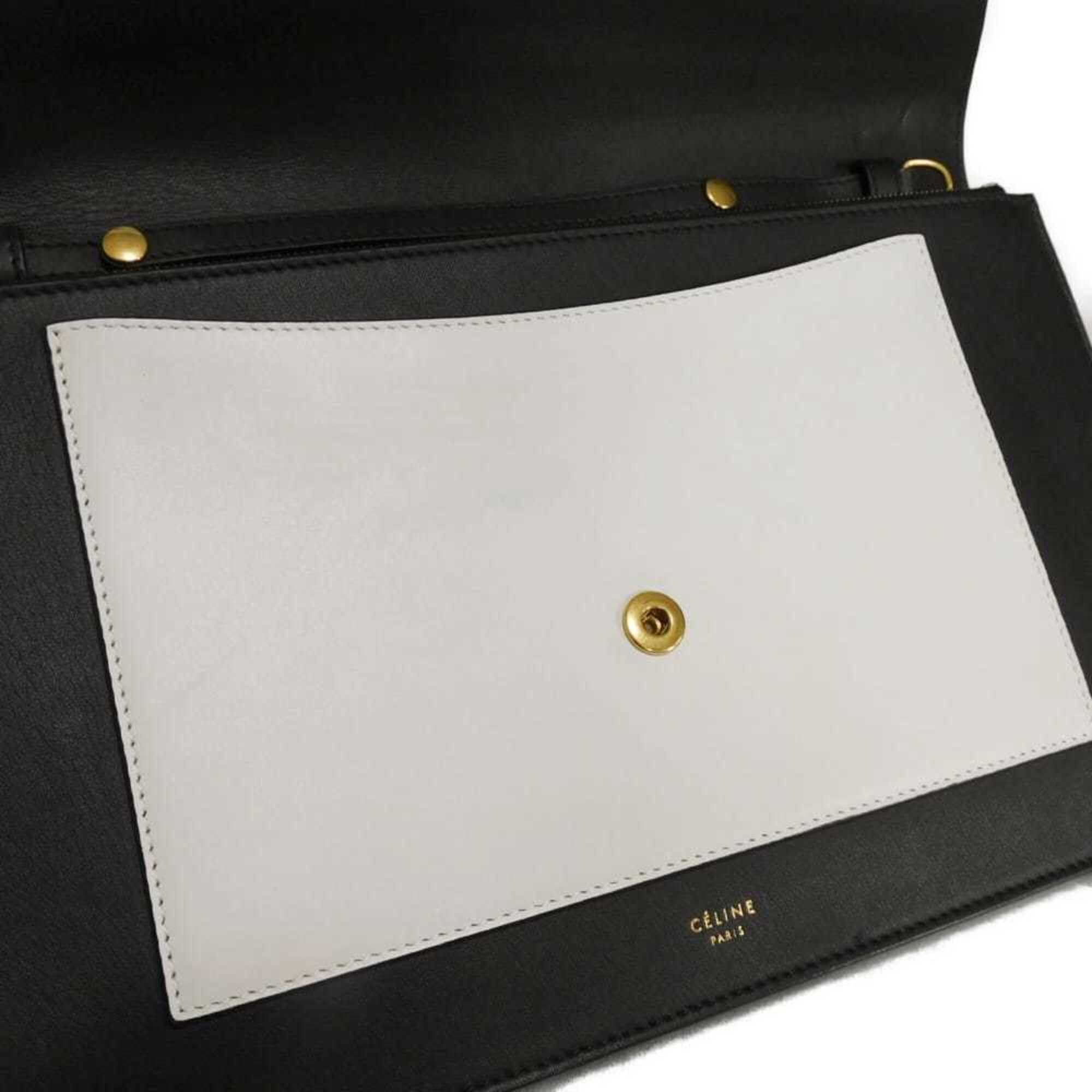 Celine Celine Shoulder Bag Chain Crossbody Lambskin Snake Pattern White 2-Way Clutch Old Logo Foil Stamped Black 105204 Men's Women's Size ONE SIZE - 21 Thumbnail