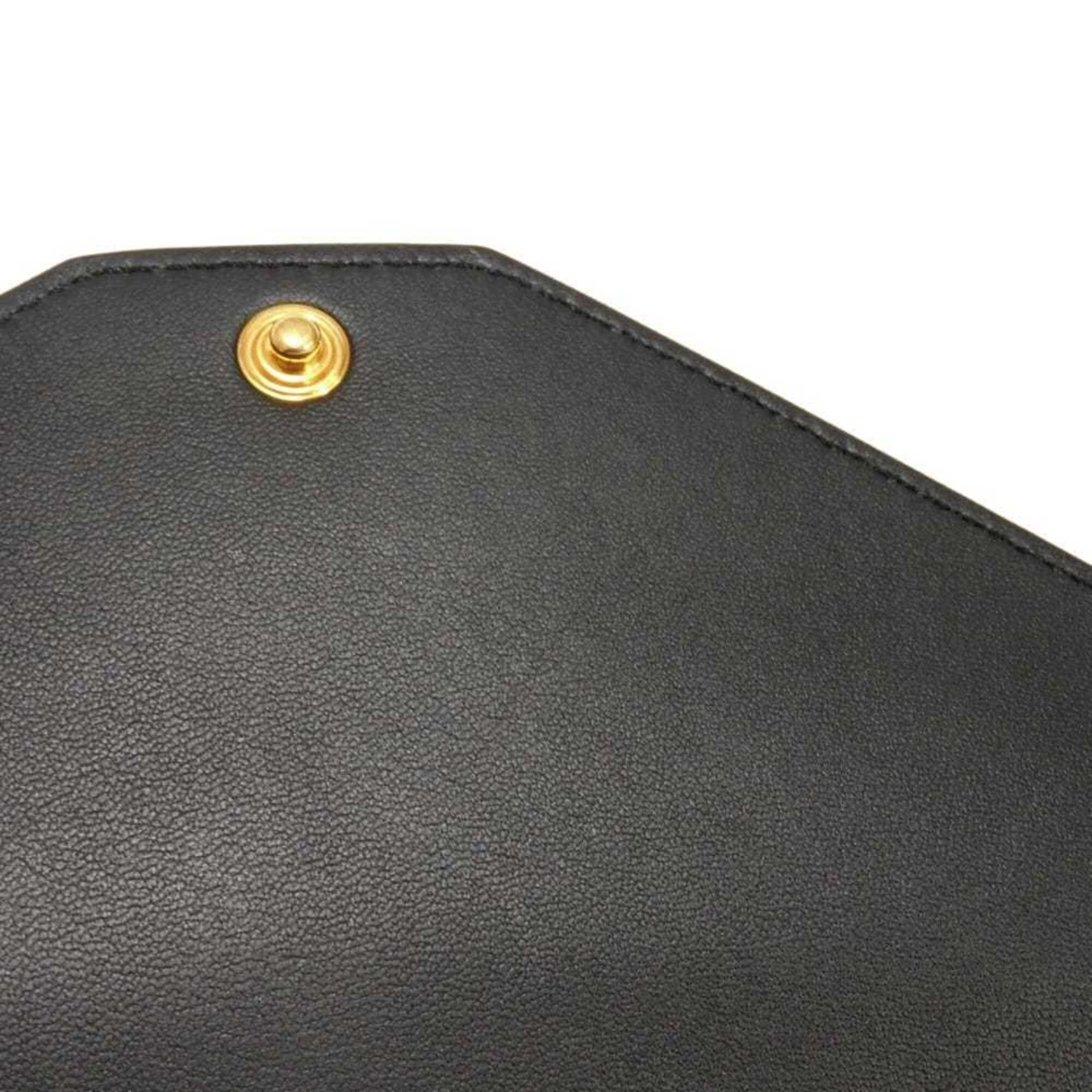 Celine Celine Shoulder Bag Chain Crossbody Lambskin Snake Pattern White 2-Way Clutch Old Logo Foil Stamped Black 105204 Men's Women's Size ONE SIZE - 11 Thumbnail