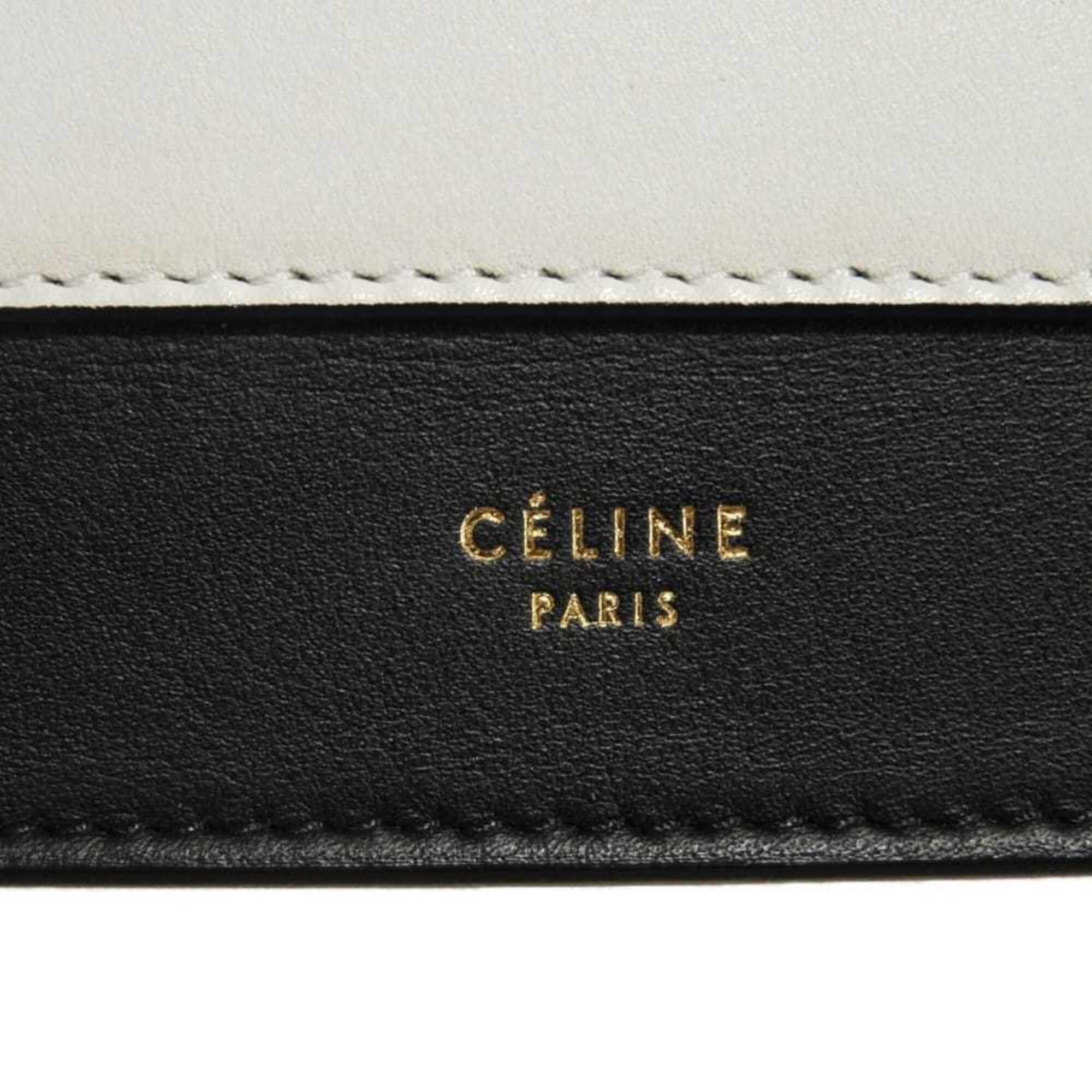 Celine Celine Shoulder Bag Chain Crossbody Lambskin Snake Pattern White 2-Way Clutch Old Logo Foil Stamped Black 105204 Men's Women's Size ONE SIZE - 22 Thumbnail