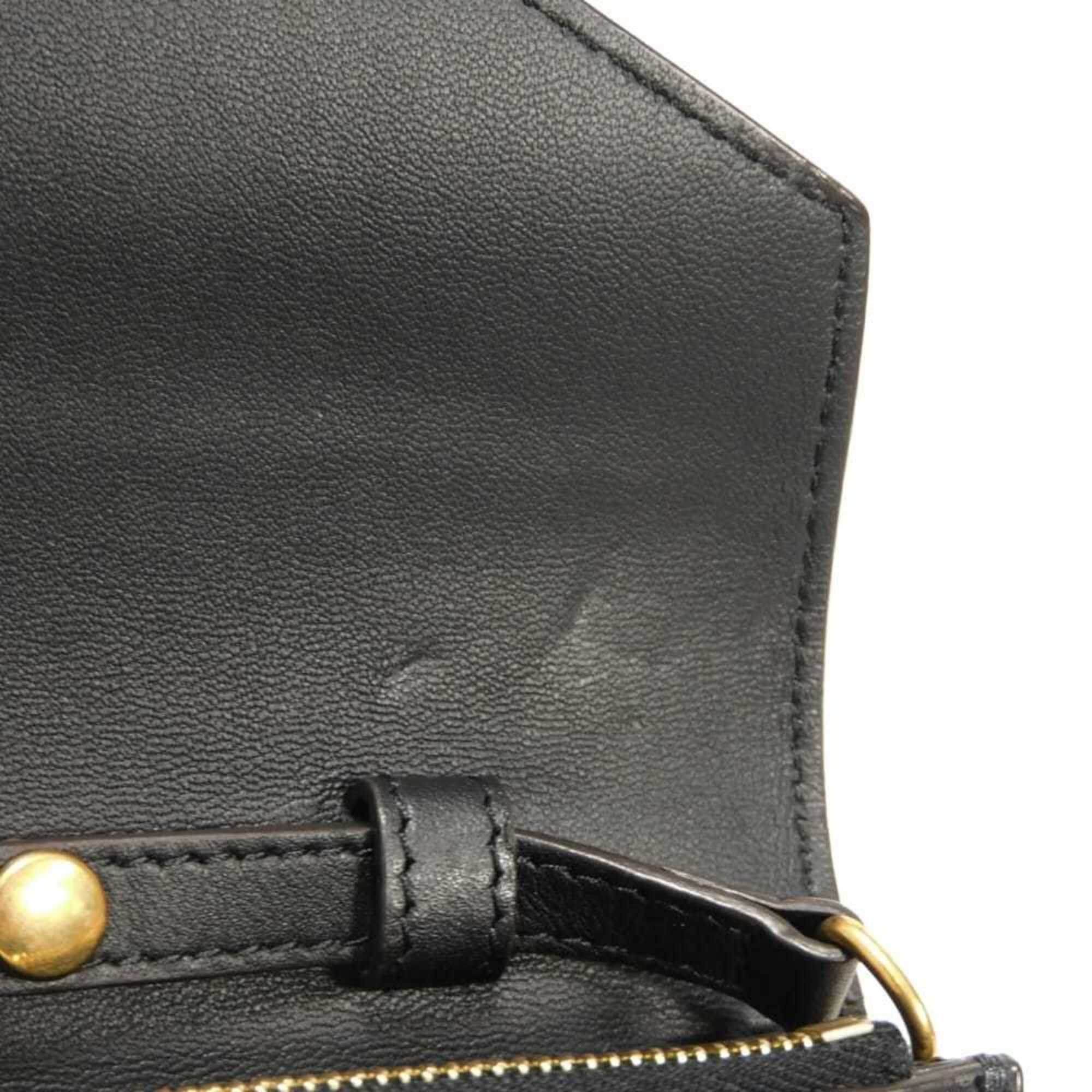 Celine Celine Shoulder Bag Chain Crossbody Lambskin Snake Pattern White 2-Way Clutch Old Logo Foil Stamped Black 105204 Men's Women's Size ONE SIZE - 10 Thumbnail