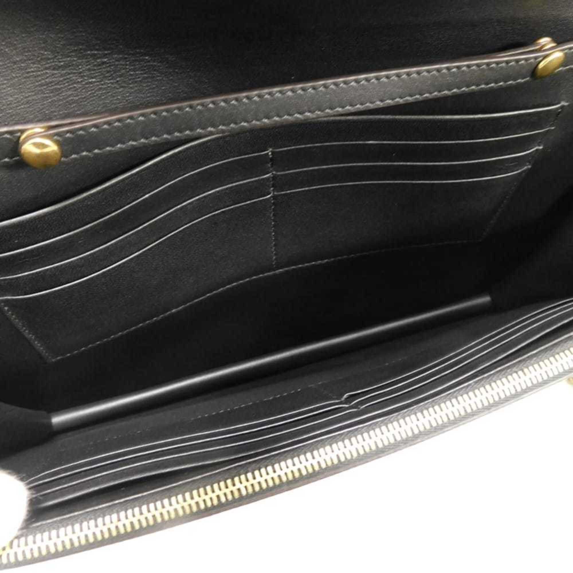 Celine Celine Shoulder Bag Chain Crossbody Lambskin Snake Pattern White 2-Way Clutch Old Logo Foil Stamped Black 105204 Men's Women's Size ONE SIZE - 7 Thumbnail