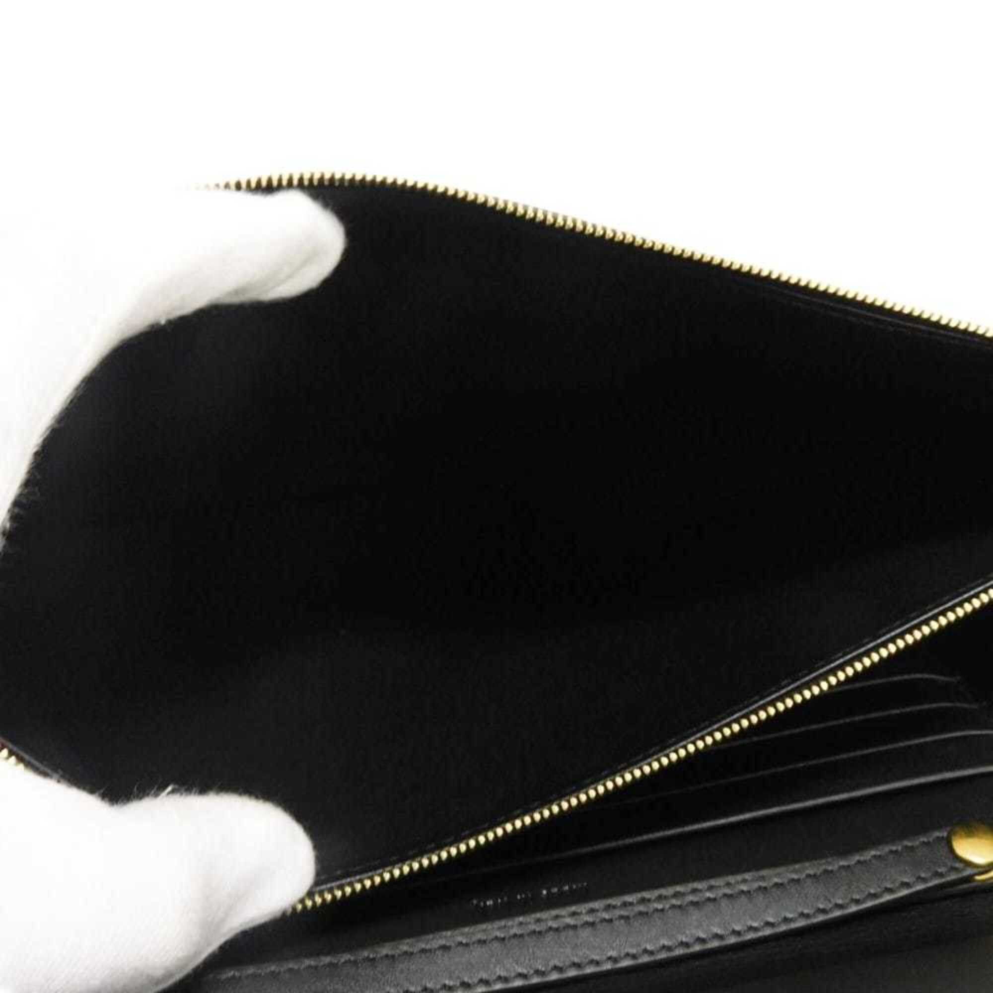 Celine Celine Shoulder Bag Chain Crossbody Lambskin Snake Pattern White 2-Way Clutch Old Logo Foil Stamped Black 105204 Men's Women's Size ONE SIZE - 19 Thumbnail
