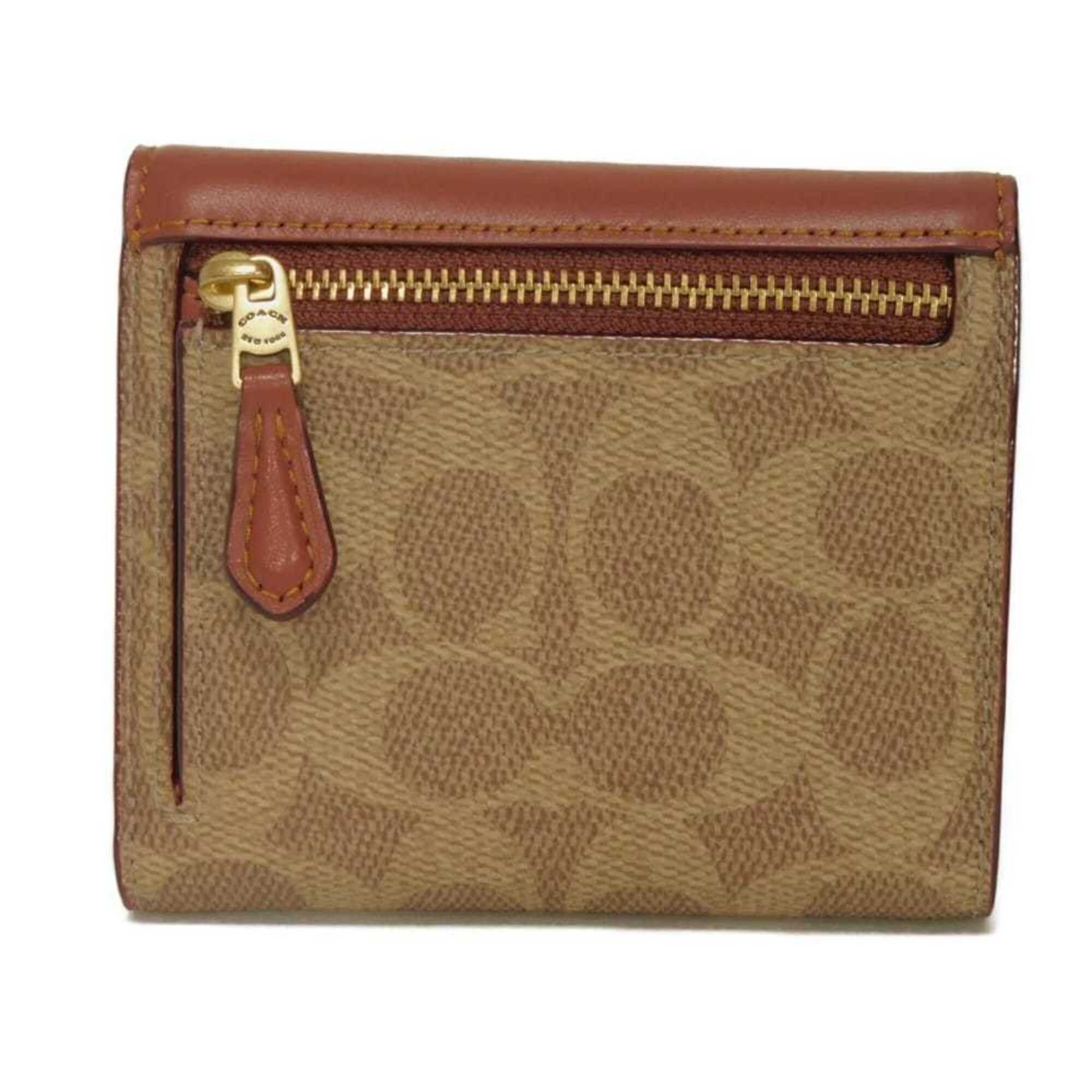 Coach Coach Wynn Small Tri-fold Wallet, C-mark, C-logo, Colorblock, Rust Beige, Unused, Signature Tan, C2329, Men's/Women's. Size ONE SIZE - 3 Thumbnail