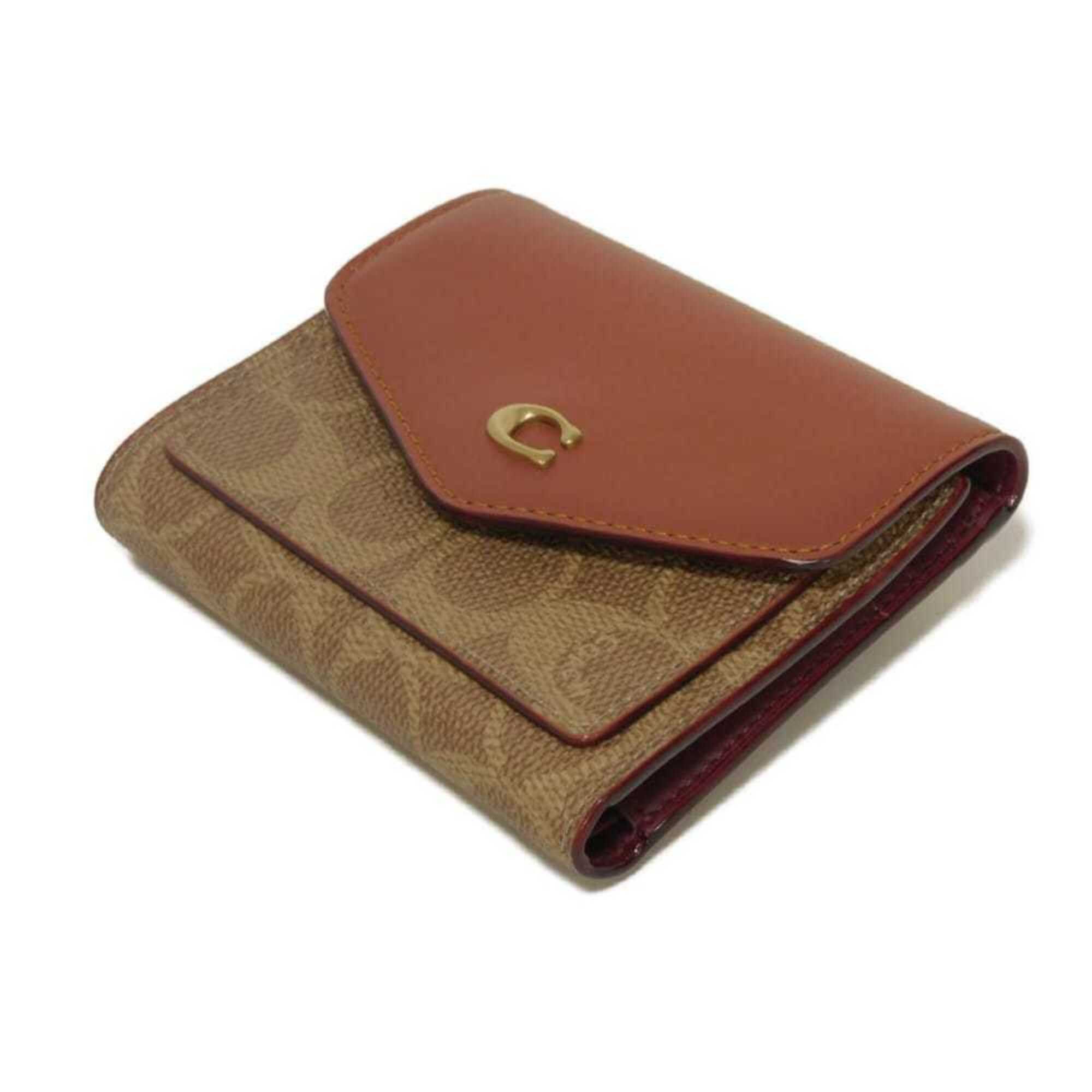 Coach Coach Wynn Small Tri-fold Wallet, C-mark, C-logo, Colorblock, Rust Beige, Unused, Signature Tan, C2329, Men's/Women's. Size ONE SIZE - 4 Thumbnail