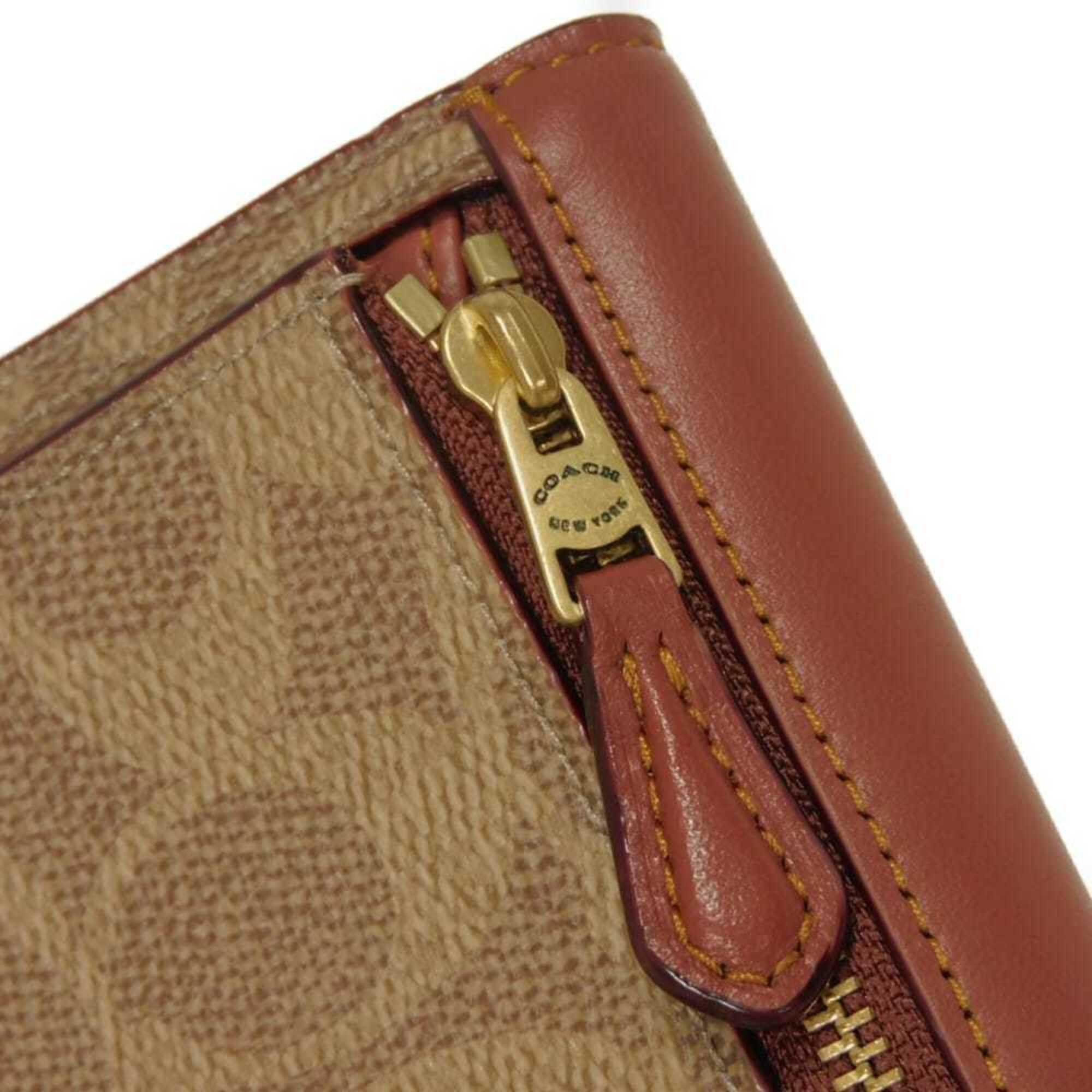 Coach Coach Wynn Small Tri-fold Wallet, C-mark, C-logo, Colorblock, Rust Beige, Unused, Signature Tan, C2329, Men's/Women's. Size ONE SIZE - 13 Thumbnail