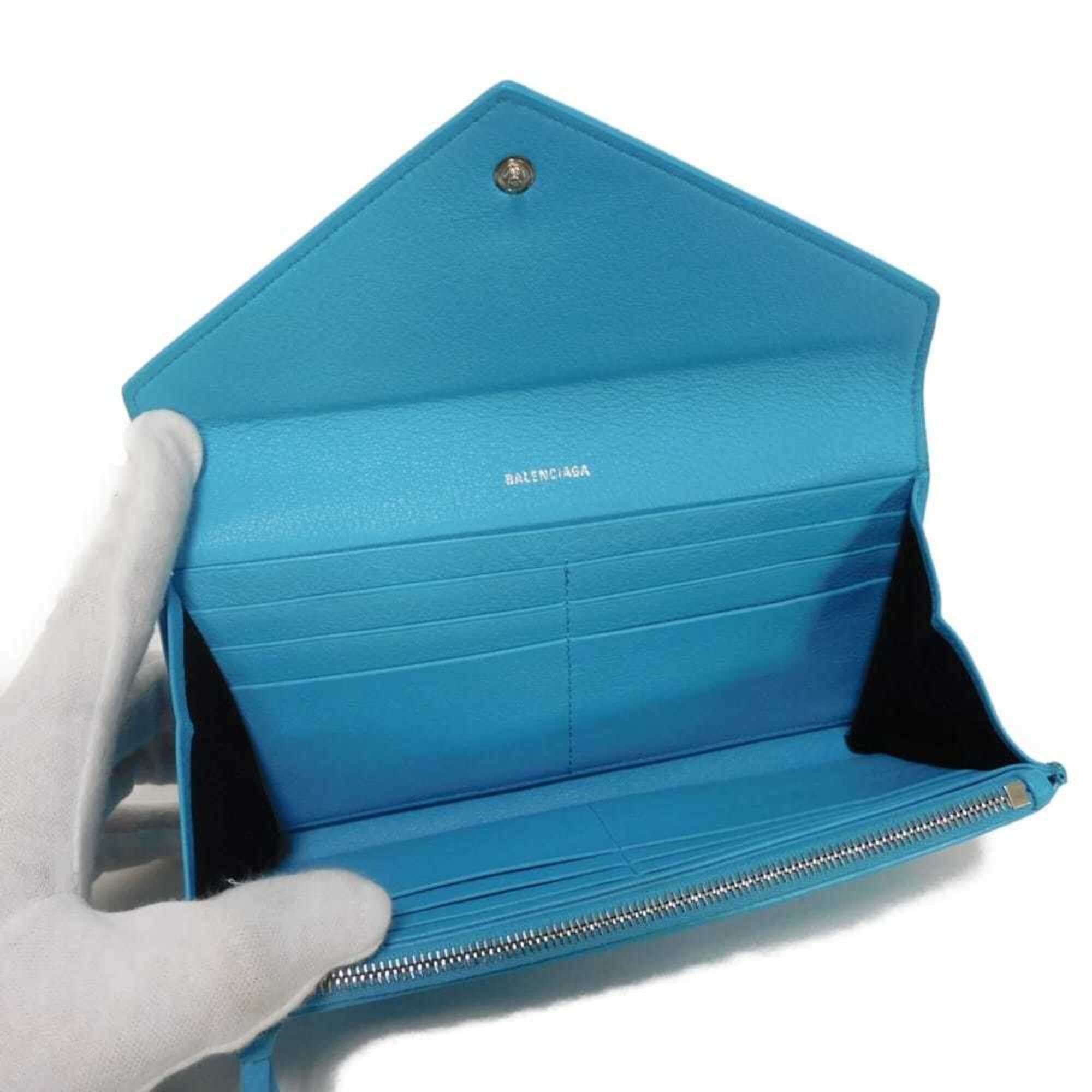 Balenciaga Balenciaga Paper Thin Money Slim Continental Wallet, Calf Leather, New Logo, Baby Blue, 499207 DLQ0N 4804, Men's & Women's Size ONE SIZE - 5 Thumbnail