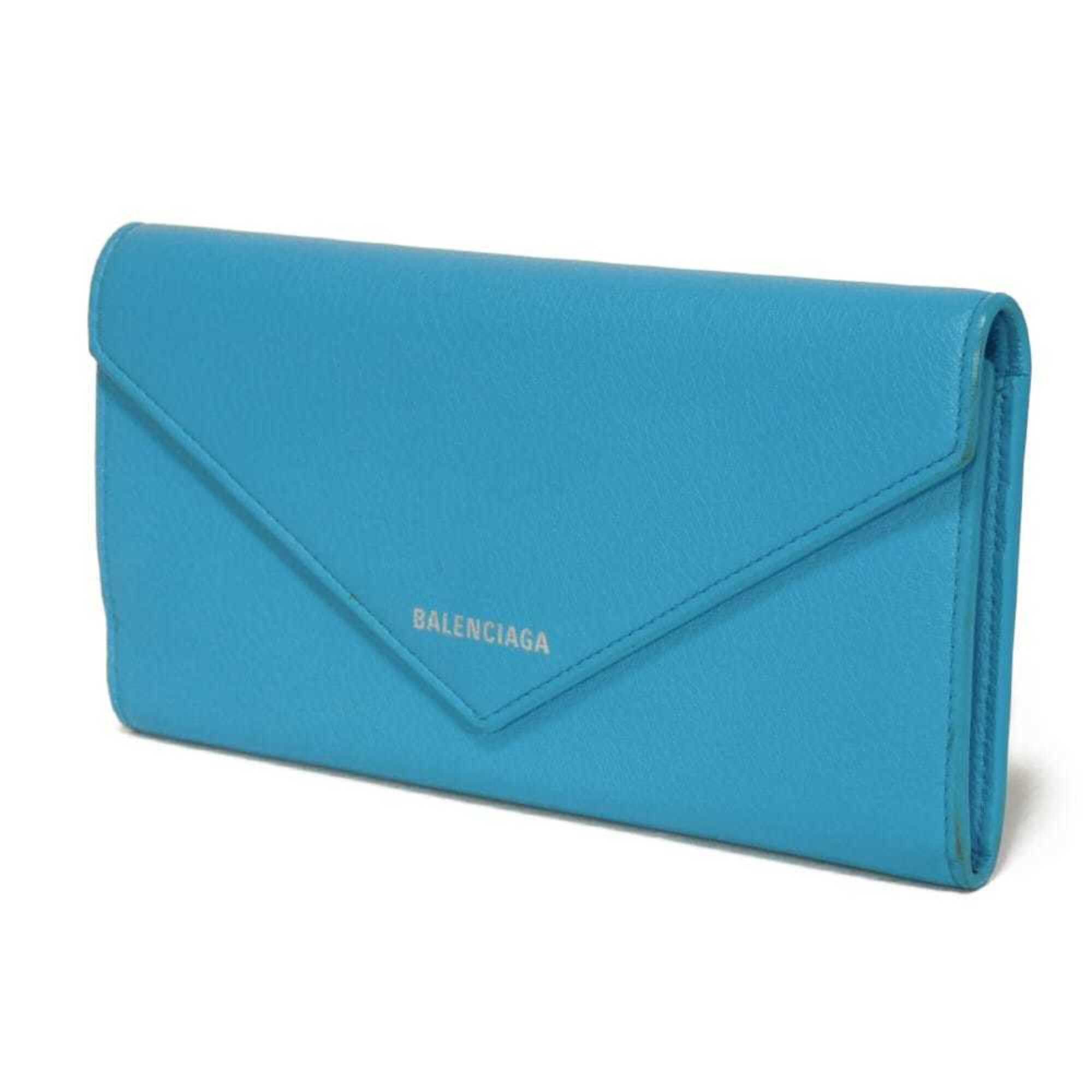 Balenciaga Balenciaga Paper Thin Money Slim Continental Wallet, Calf Leather, New Logo, Baby Blue, 499207 DLQ0N 4804, Men's & Women's Size ONE SIZE - 2 Thumbnail