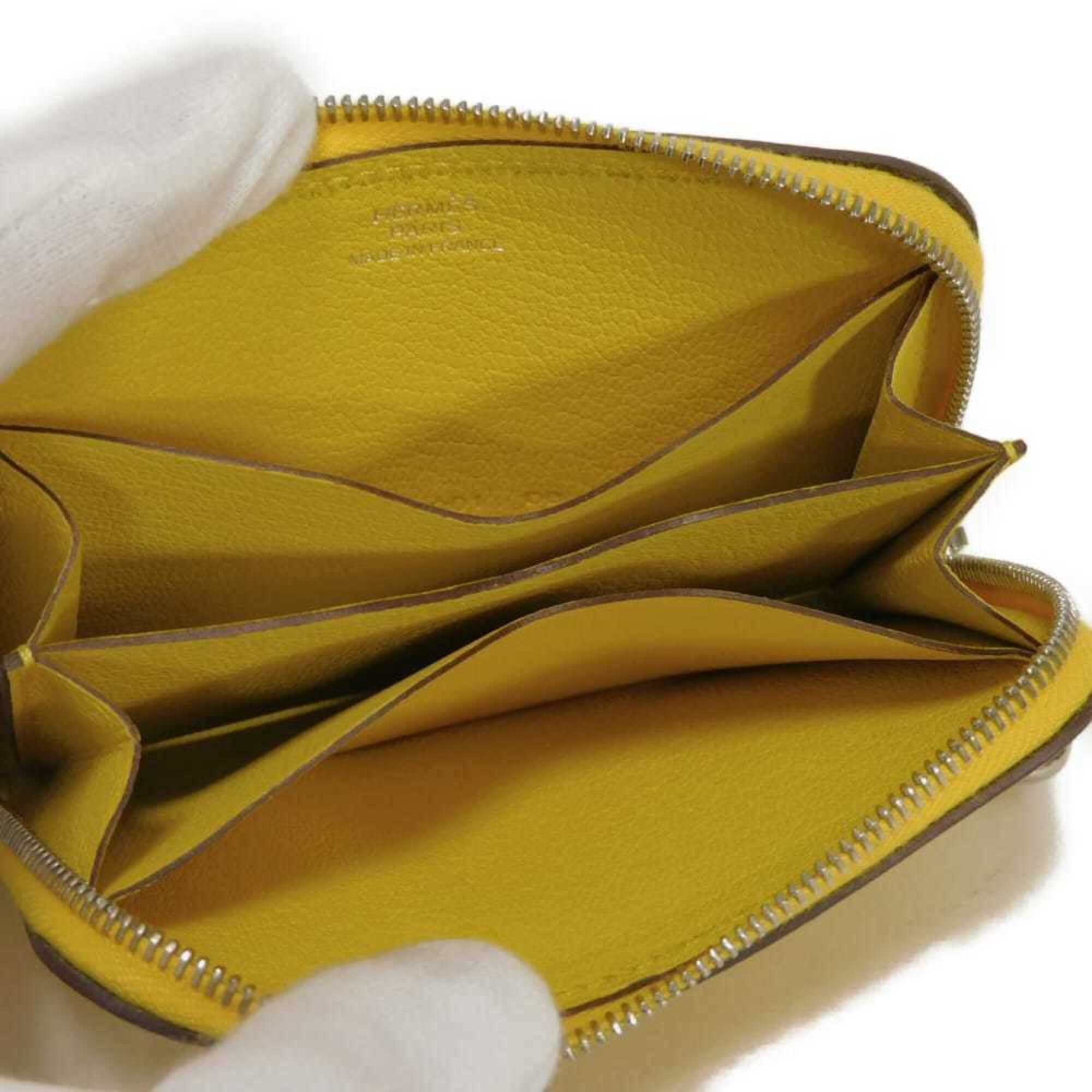 Hermes Hermes coin case, Zip Ango compact, Evercolor yellow, card Chaine d'Ancre, Jaune Naple, W stamp, men's/women's. Size ONE SIZE - 5 Thumbnail