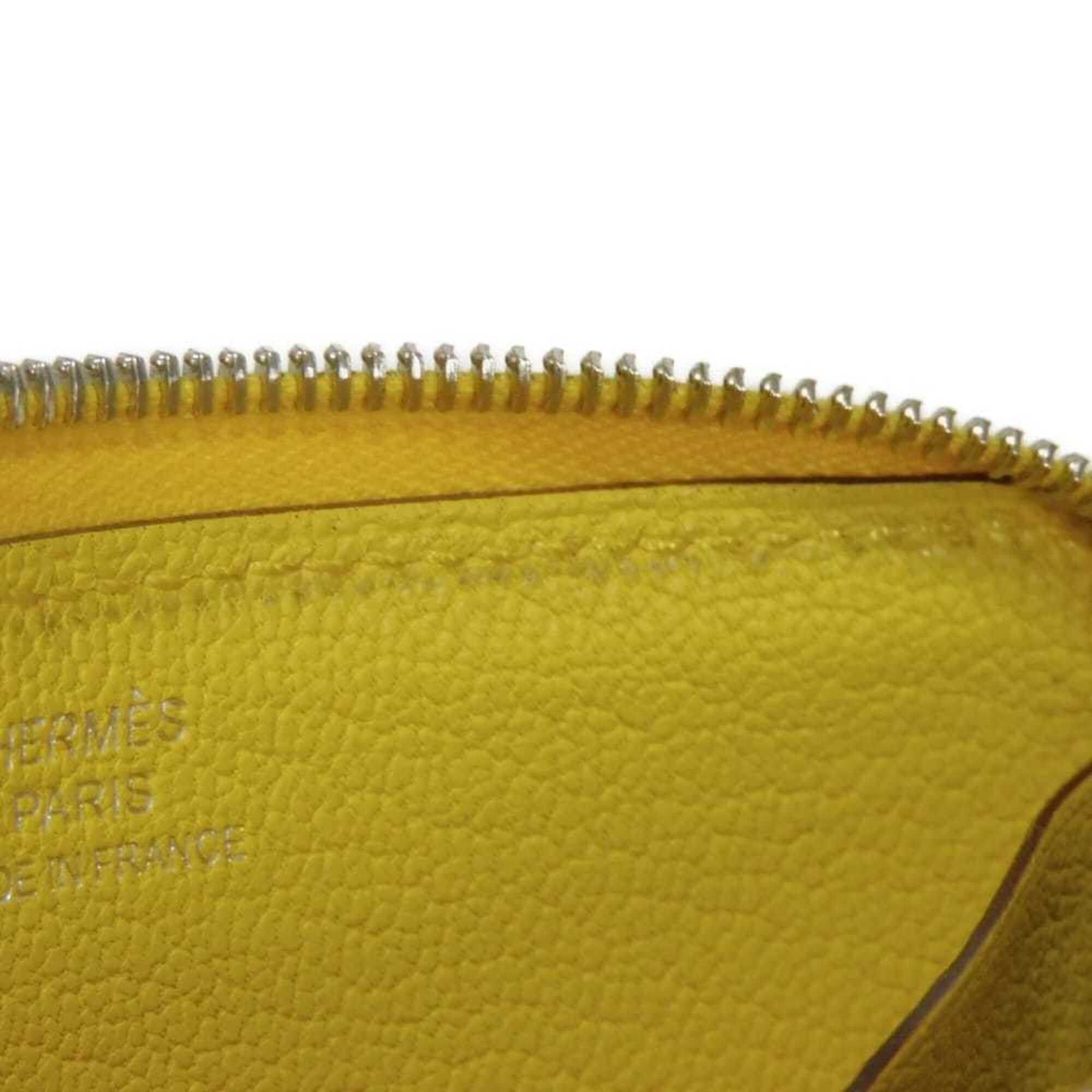 Hermes Hermes coin case, Zip Ango compact, Evercolor yellow, card Chaine d'Ancre, Jaune Naple, W stamp, men's/women's. Size ONE SIZE - 8 Thumbnail