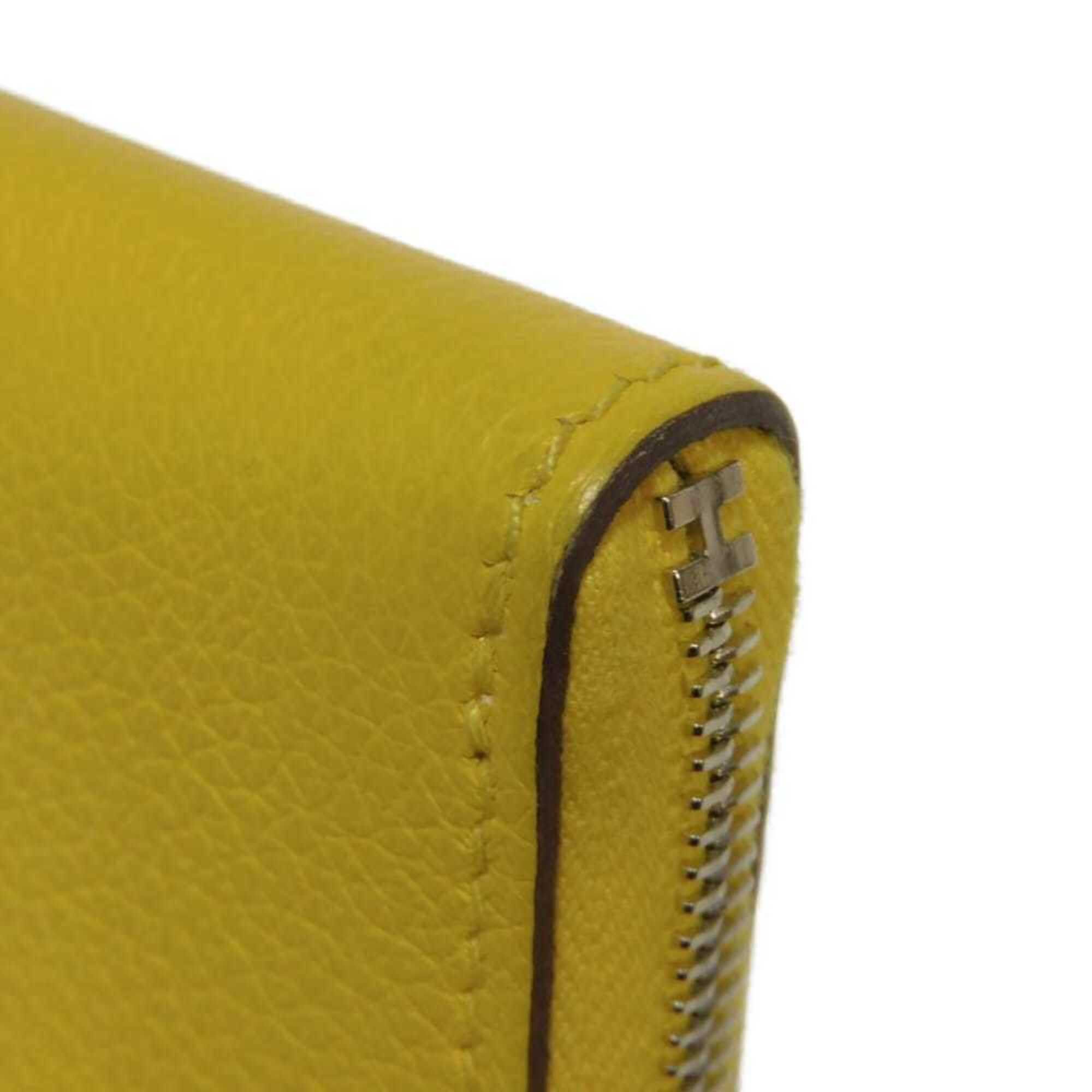 Hermes Hermes coin case, Zip Ango compact, Evercolor yellow, card Chaine d'Ancre, Jaune Naple, W stamp, men's/women's. Size ONE SIZE - 17 Thumbnail