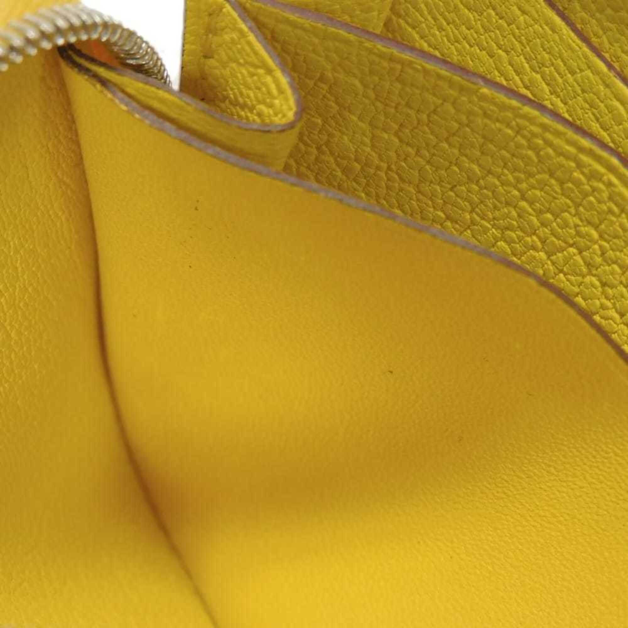 Hermes Hermes coin case, Zip Ango compact, Evercolor yellow, card Chaine d'Ancre, Jaune Naple, W stamp, men's/women's. Size ONE SIZE - 9 Thumbnail