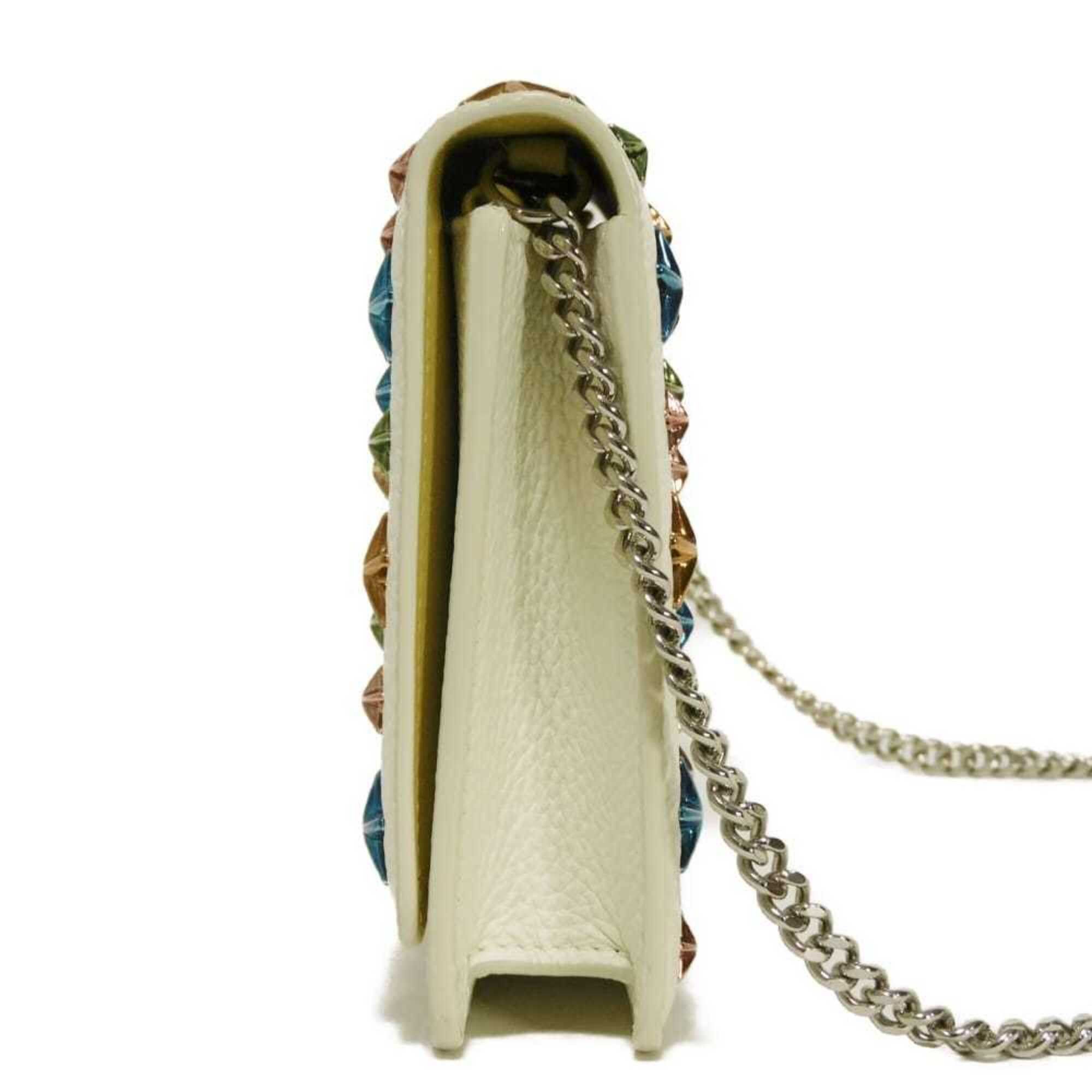 Jimmy Choo Jimmy Choo Palace Chain Wallet Crossbody Shoulder Bag with Star Studs, Multicolor Ivory, PALACE UUF 8866, Women's Size ONE SIZE - 3 Thumbnail