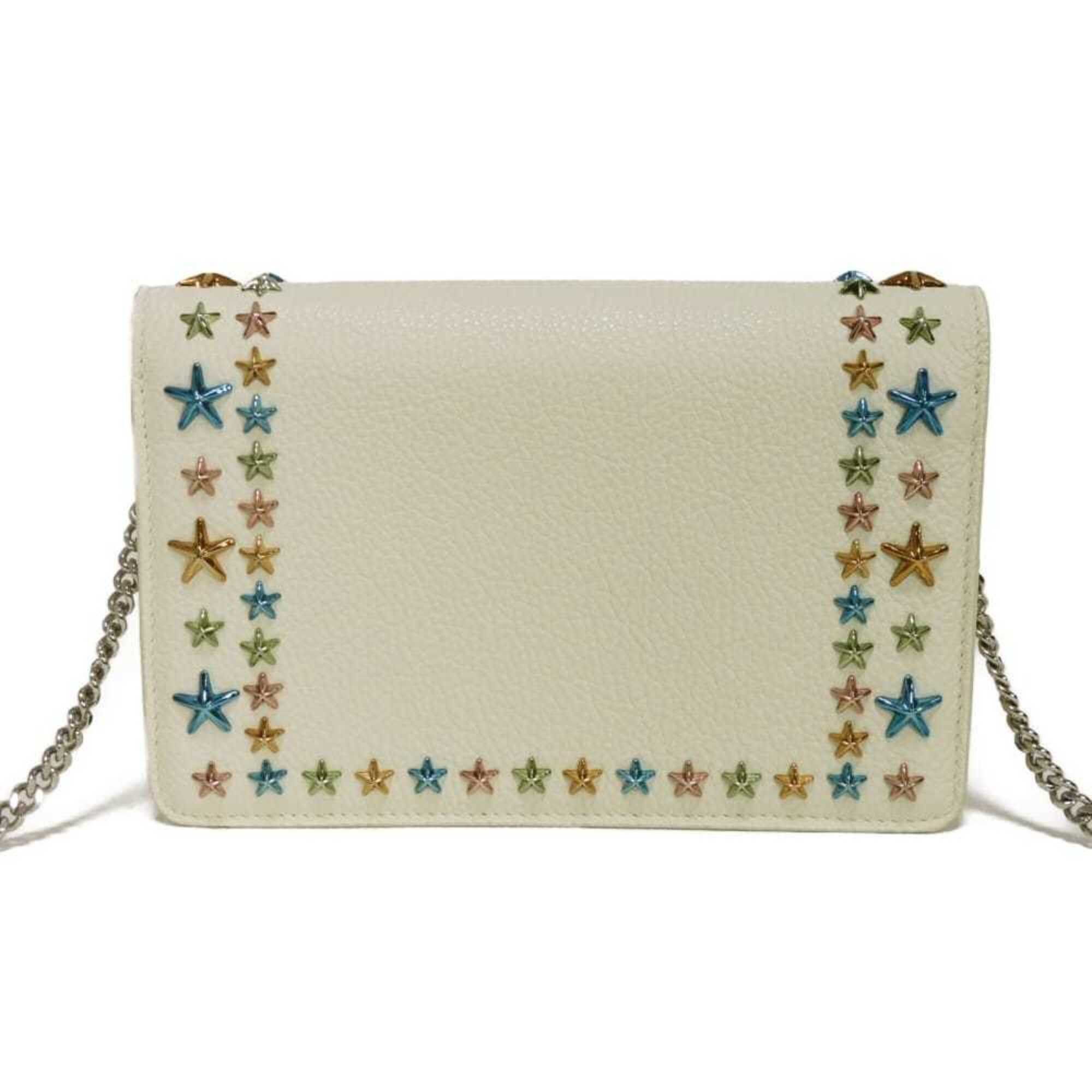 Jimmy Choo Jimmy Choo Palace Chain Wallet Crossbody Shoulder Bag with Star Studs, Multicolor Ivory, PALACE UUF 8866, Women's Size ONE SIZE - 4 Thumbnail