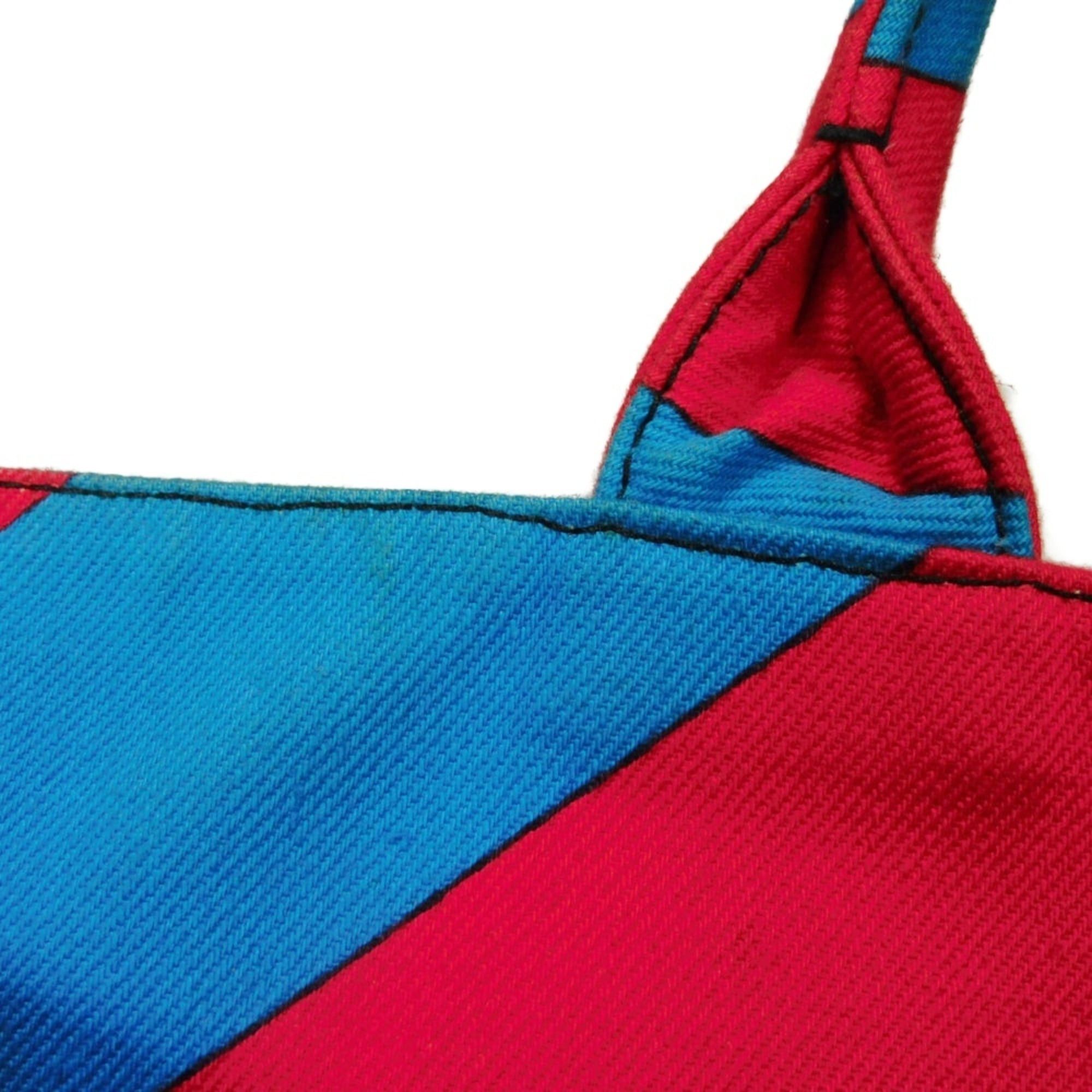 Miu Miu Miu Miu Miu Club Tote Bag, Bias Stripe, Red, Multicolor, 2-Way, Logo, Cotton, Blue, 5BG022 2EU0 F0GF4, Men's & Women's Size ONE SIZE - 15 Thumbnail