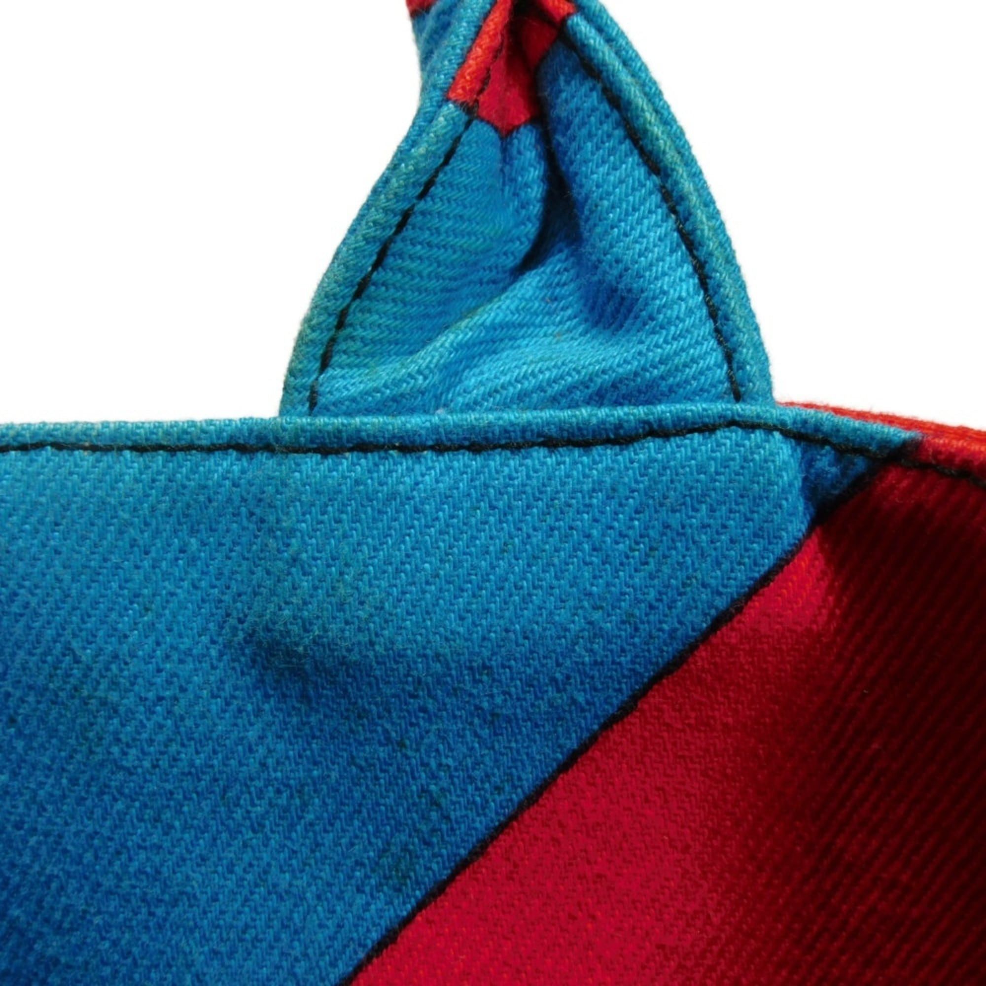 Miu Miu Miu Miu Miu Club Tote Bag, Bias Stripe, Red, Multicolor, 2-Way, Logo, Cotton, Blue, 5BG022 2EU0 F0GF4, Men's & Women's Size ONE SIZE - 14 Thumbnail